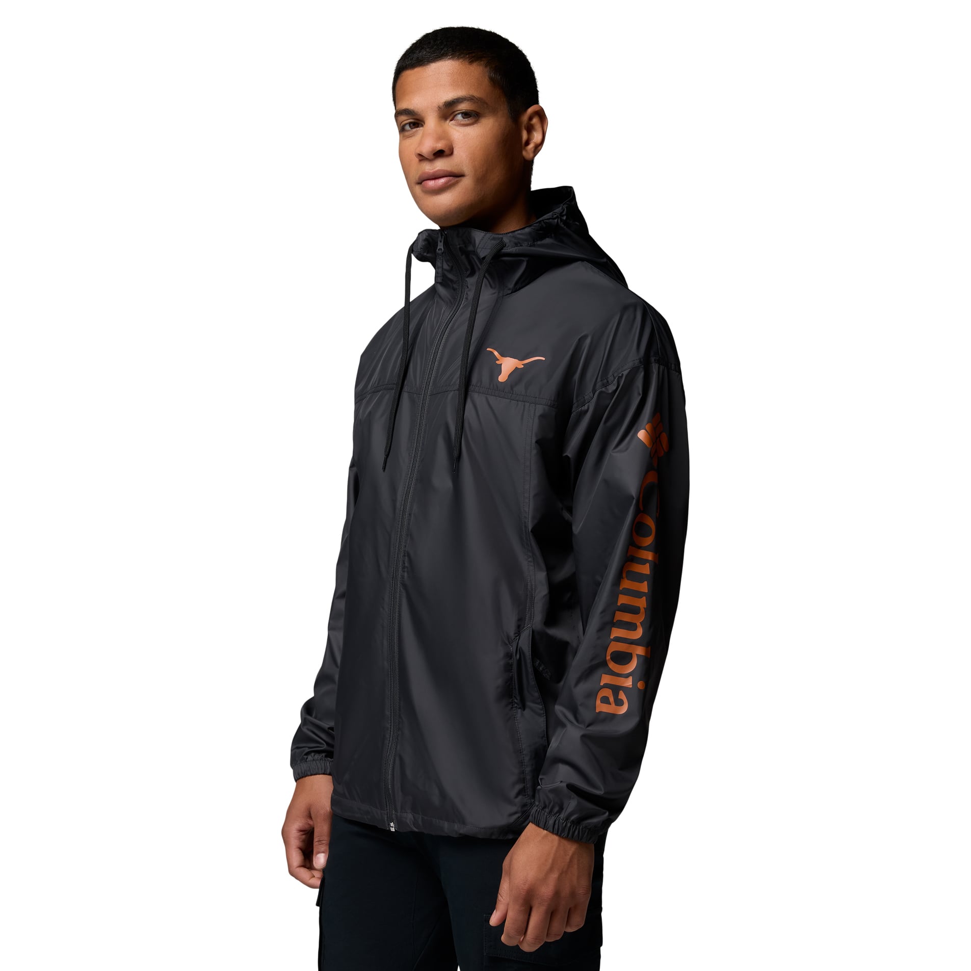 Men's Columbia  Black Texas Longhorns Flash Challenger II Full-Zip Hooded Windbreaker