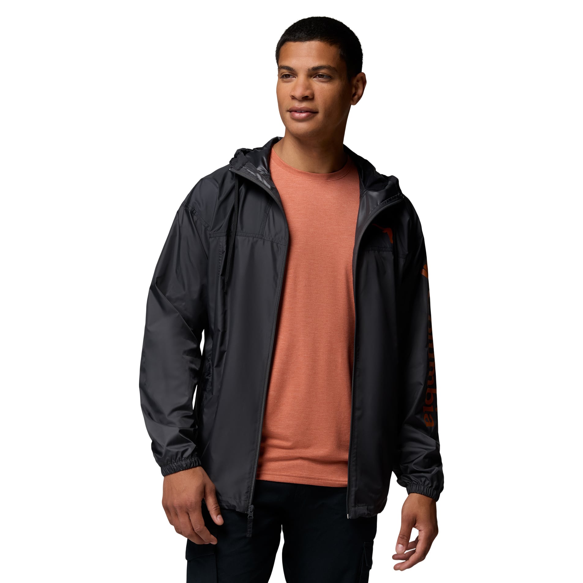 Men's Columbia  Black Texas Longhorns Flash Challenger II Full-Zip Hooded Windbreaker