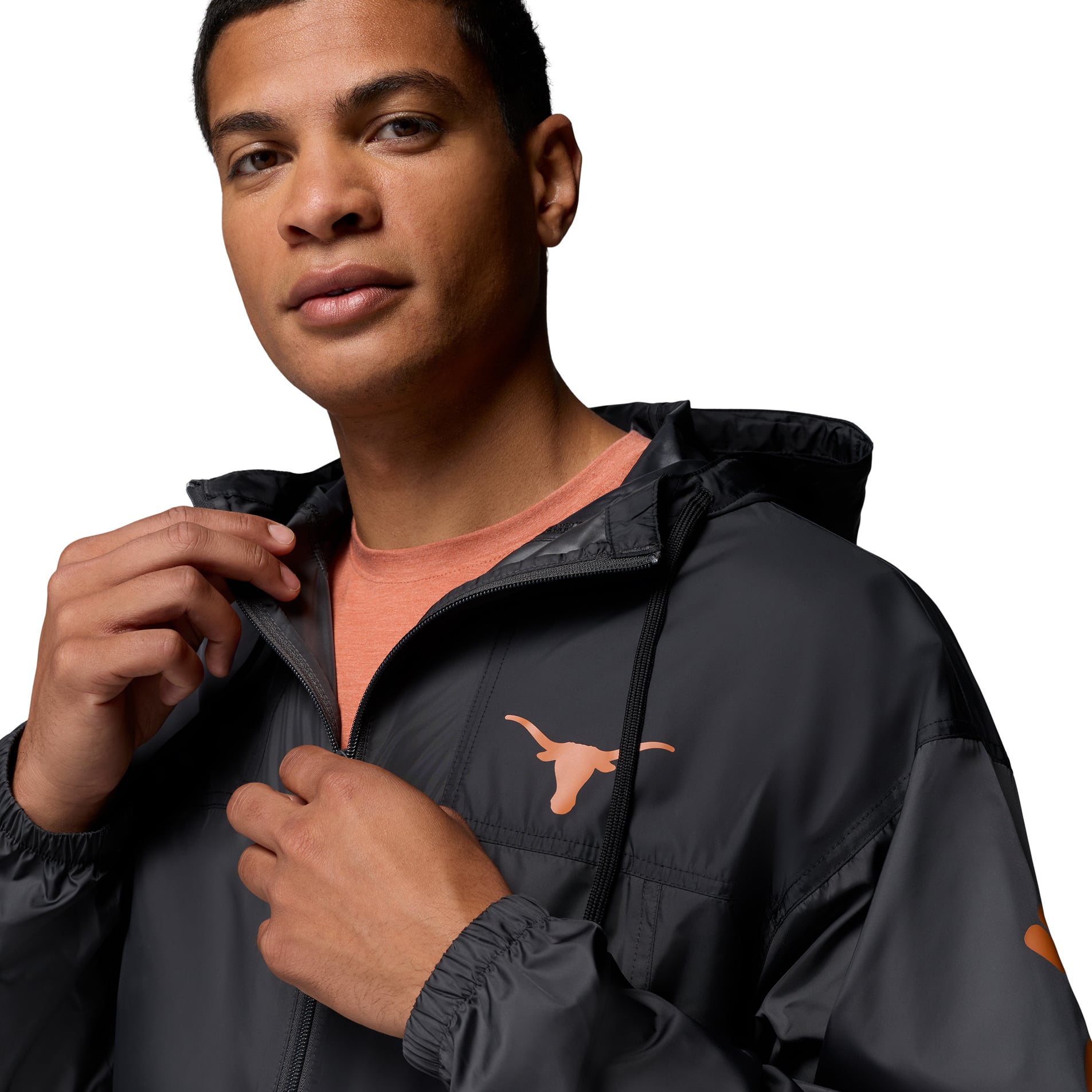 Men's Columbia  Black Texas Longhorns Flash Challenger II Full-Zip Hooded Windbreaker