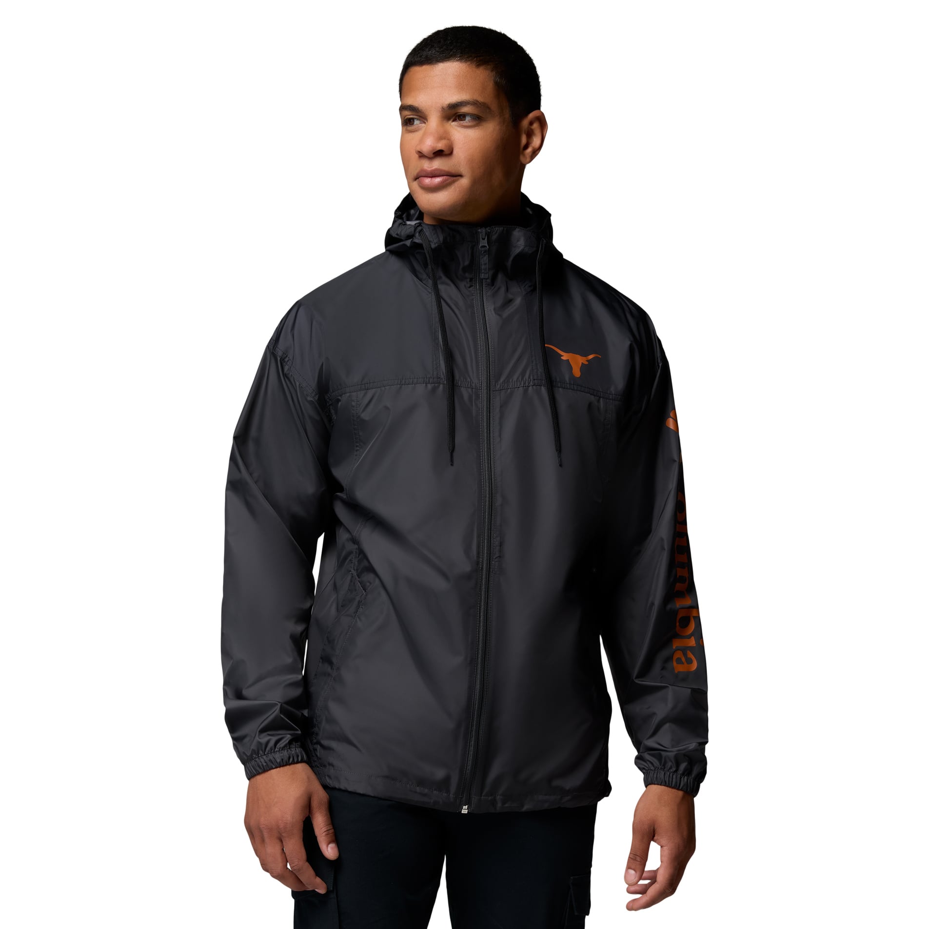 Men's Columbia Black Texas Longhorns Flash Challenger II Full-Zip Hooded Windbreaker