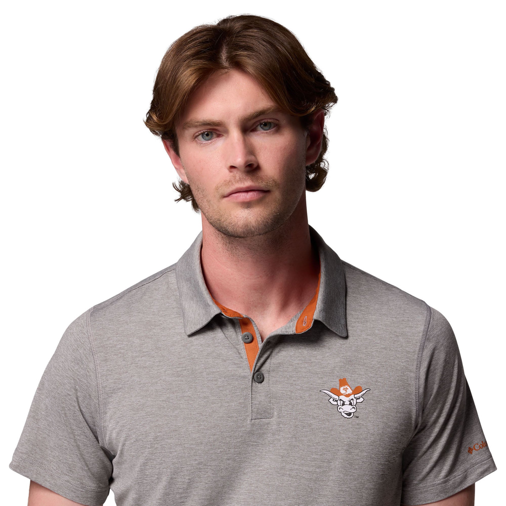 Men's Columbia  Gray Texas Longhorns Trail Omni-Shade Polo