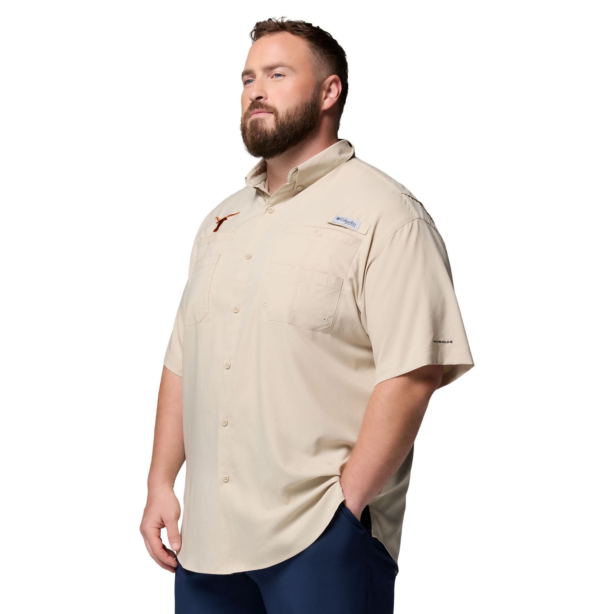 Chemise à boutons Columbia Tan Texas Longhorns Big & Tall Collegiate Tamiami Omni-Shade pour homme