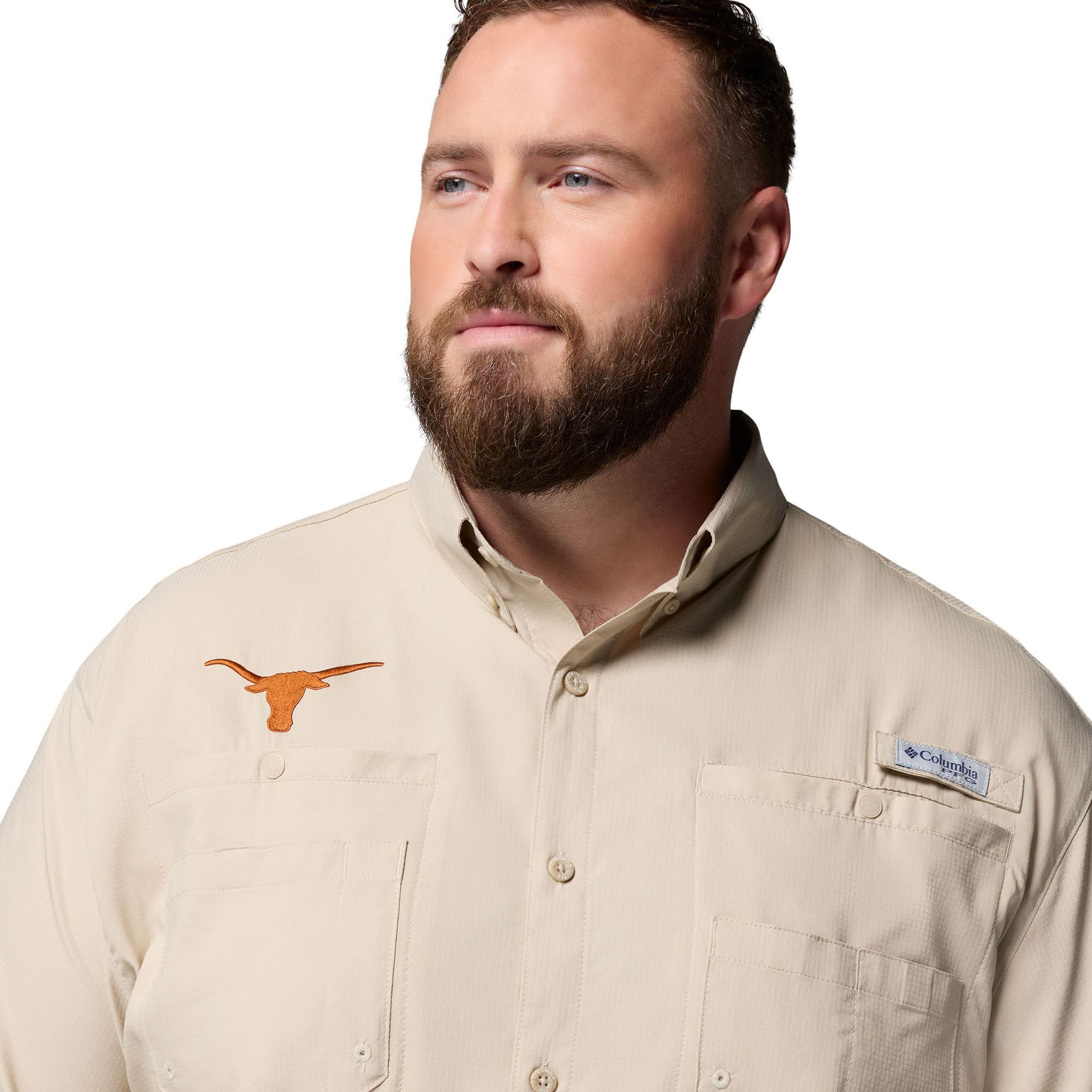 Chemise à boutons Columbia Tan Texas Longhorns Big & Tall Collegiate Tamiami Omni-Shade pour homme