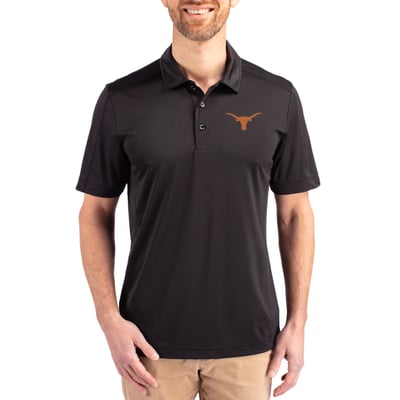 Texas Longhorns Cutter & Buck Prospect Eco Textured Stretch Recycled Polo - Black