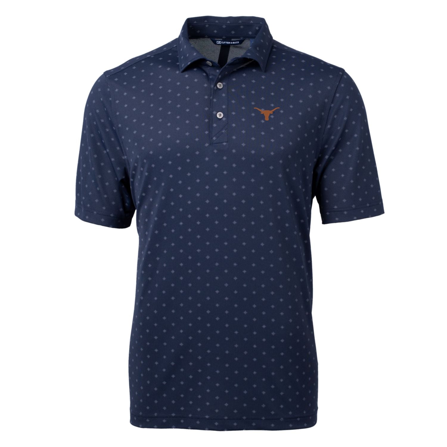 Men's Cutter & Buck Navy Texas Longhorns Big Tall Virtue Eco Pique Tile Print Recycled Polo