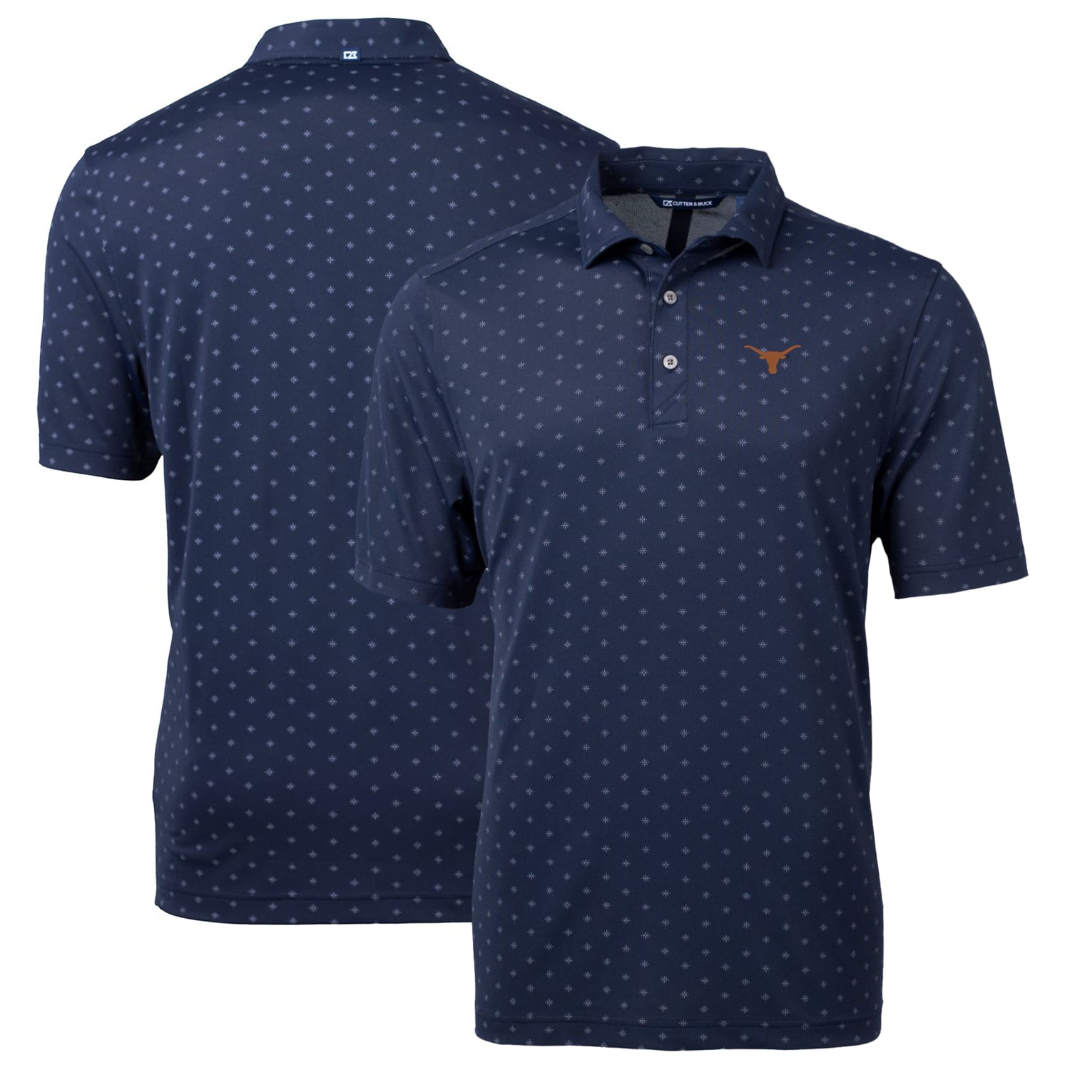 Men's Cutter & Buck Navy Texas Longhorns Big Tall Virtue Eco Pique Tile Print Recycled Polo