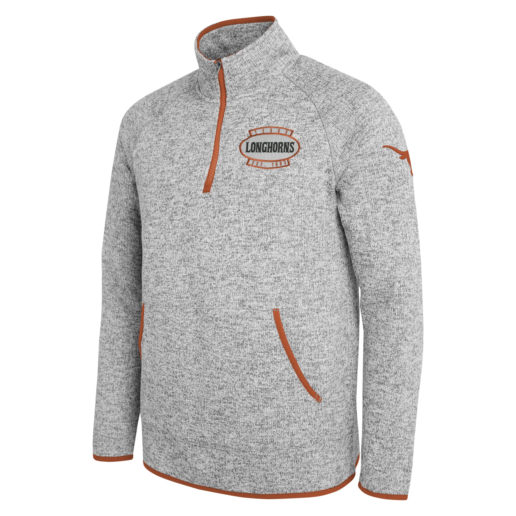 Pull en maille gris à col zippé Darius Rucker Collection by Fanatics pour homme, modèle Texas Longhorns.