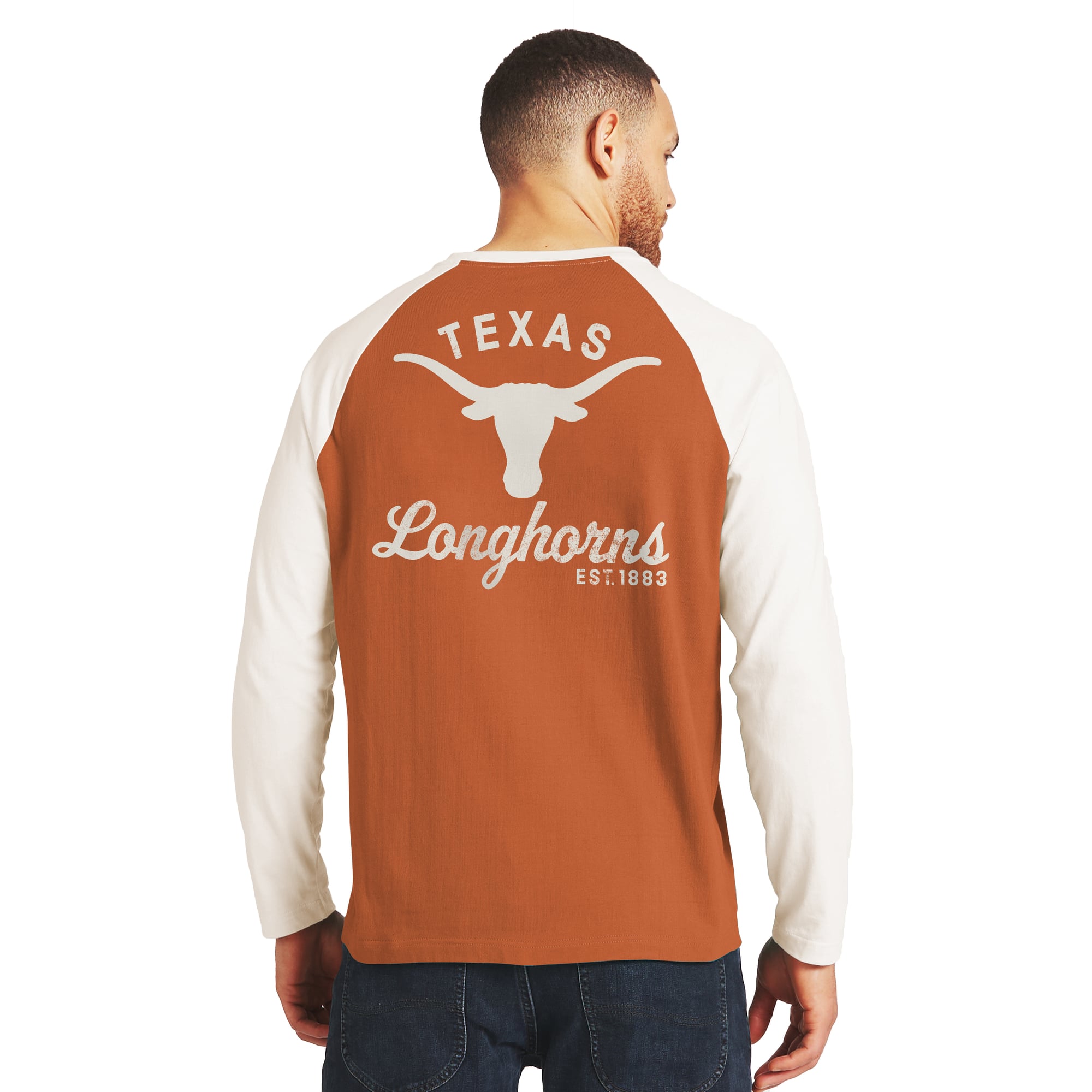 Collection Darius Rucker pour homme par Fanatics Texas, T-shirt Henley à manches longues orange et blanc Texas Longhorns