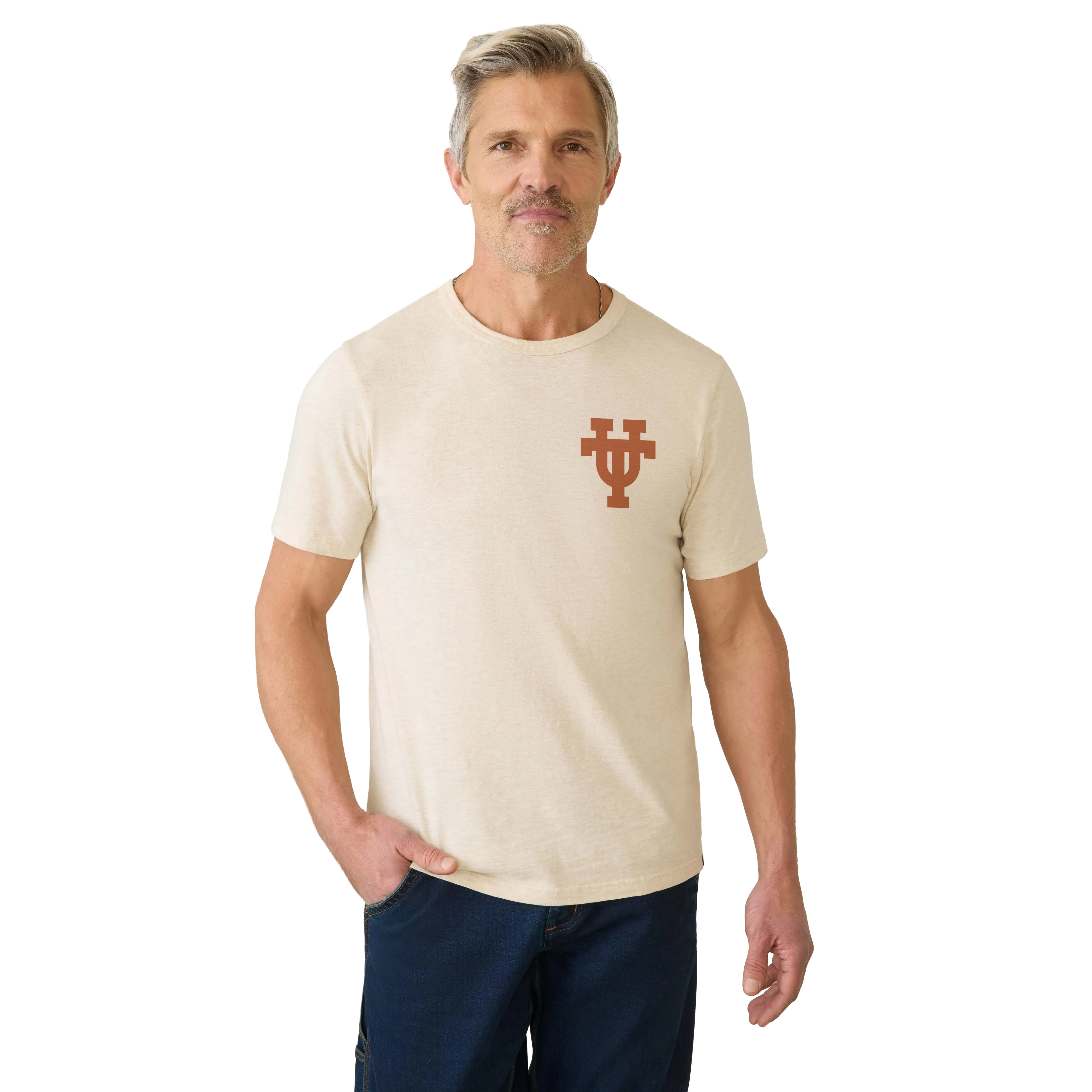 T-shirt FAHERTY beige délavé Texas Longhorns pour homme