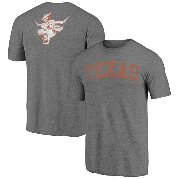 Men’s Heather Gray Texas Longhorns Vault Two Hit Arch Tri-Blend T-Shirt