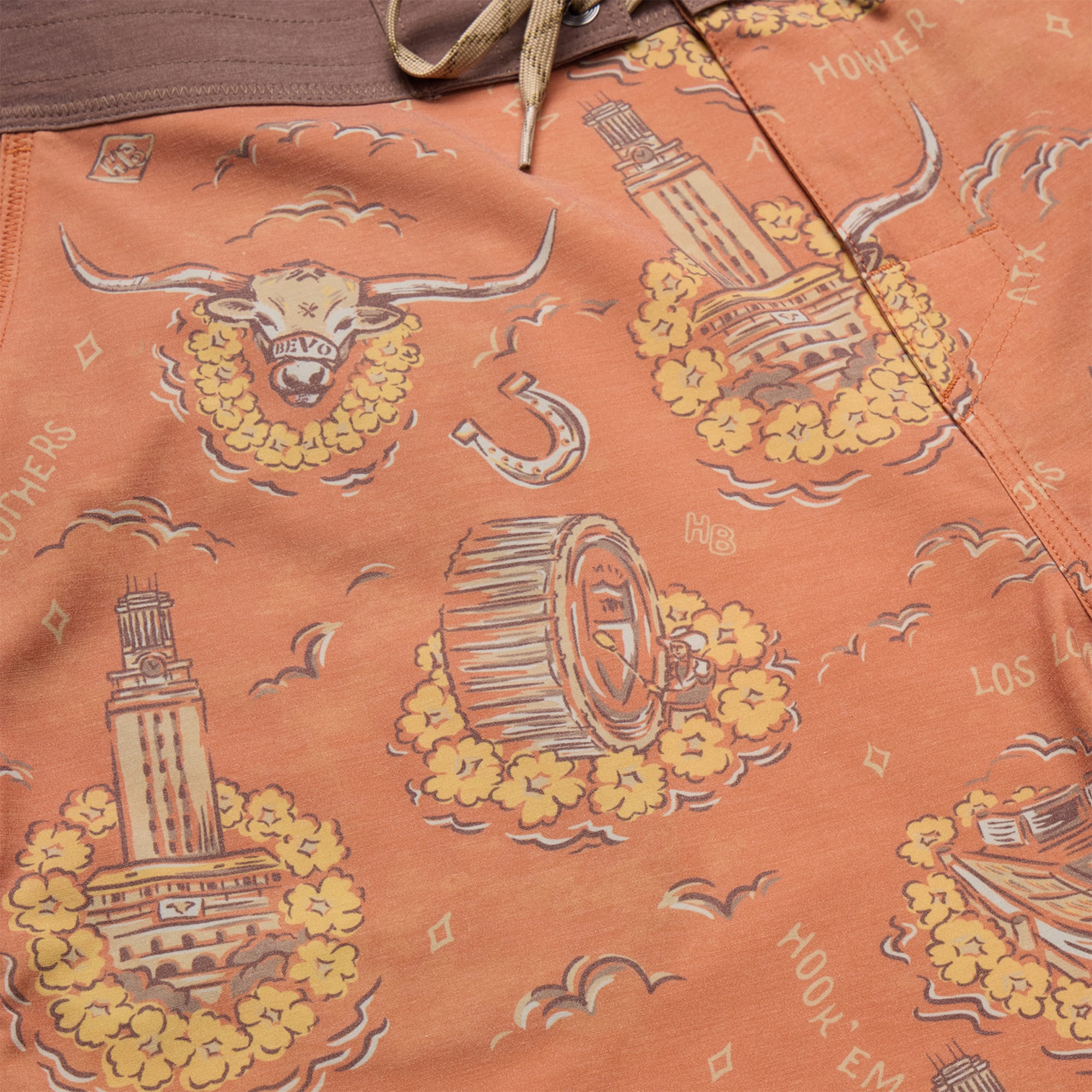 Short de bain Bruja pour homme Howler Brothers Texas Orange Longhorns