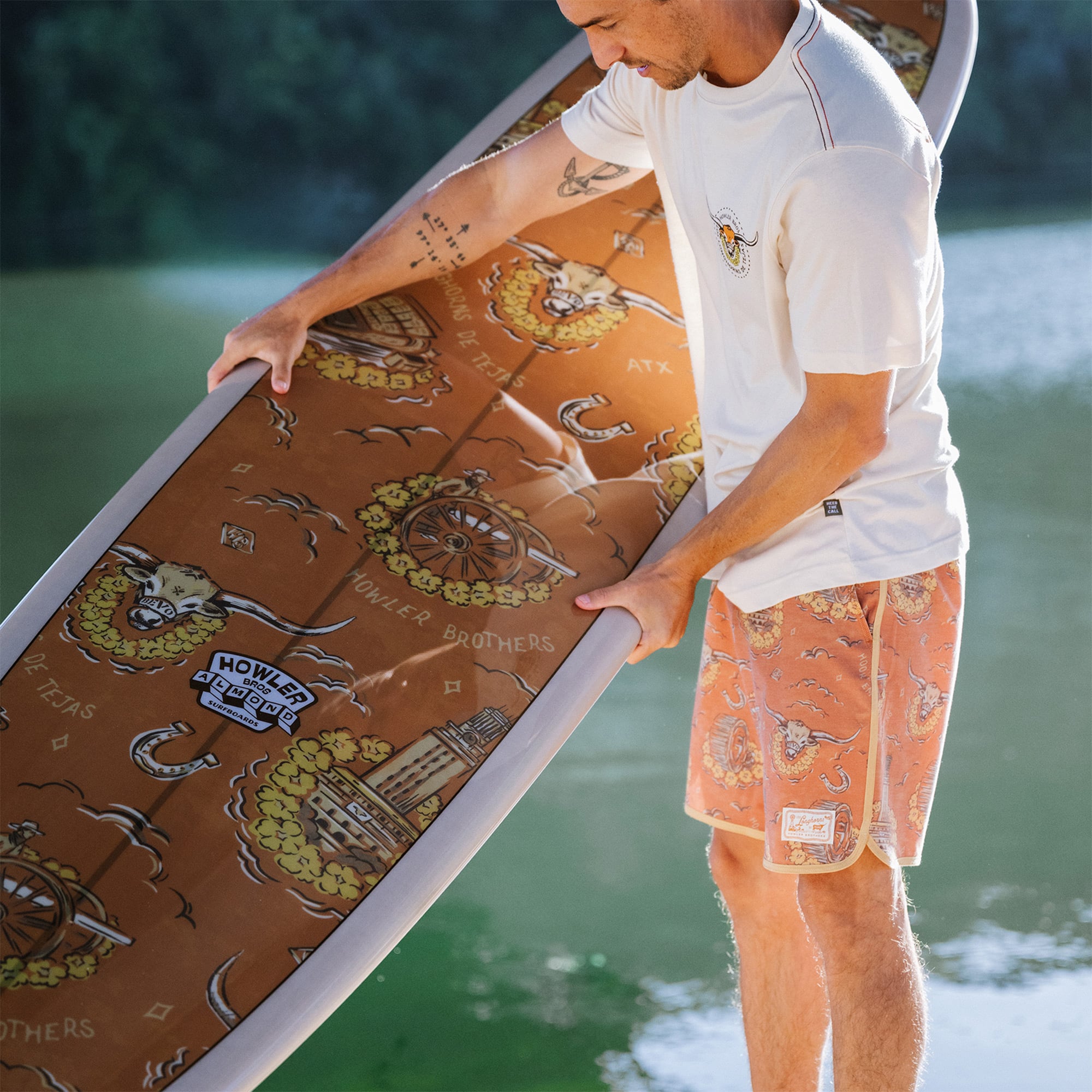 Short de bain Bruja pour homme Howler Brothers Texas Orange Longhorns