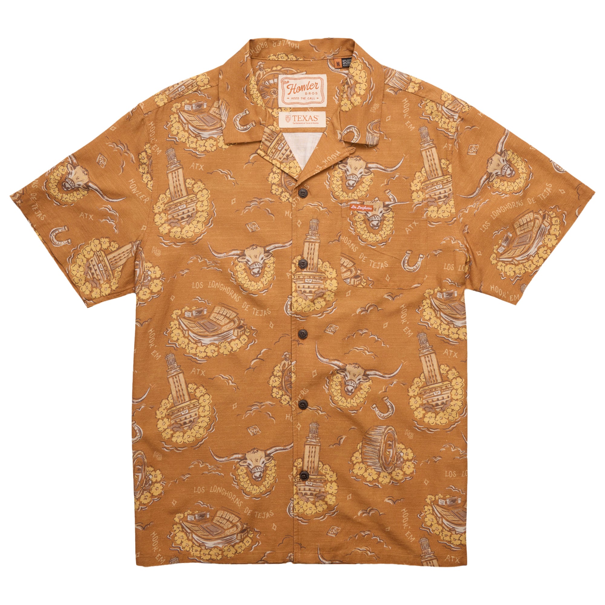 Chemise à boutons monoloha orange Texas Longhorns de Howler Brothers pour homme