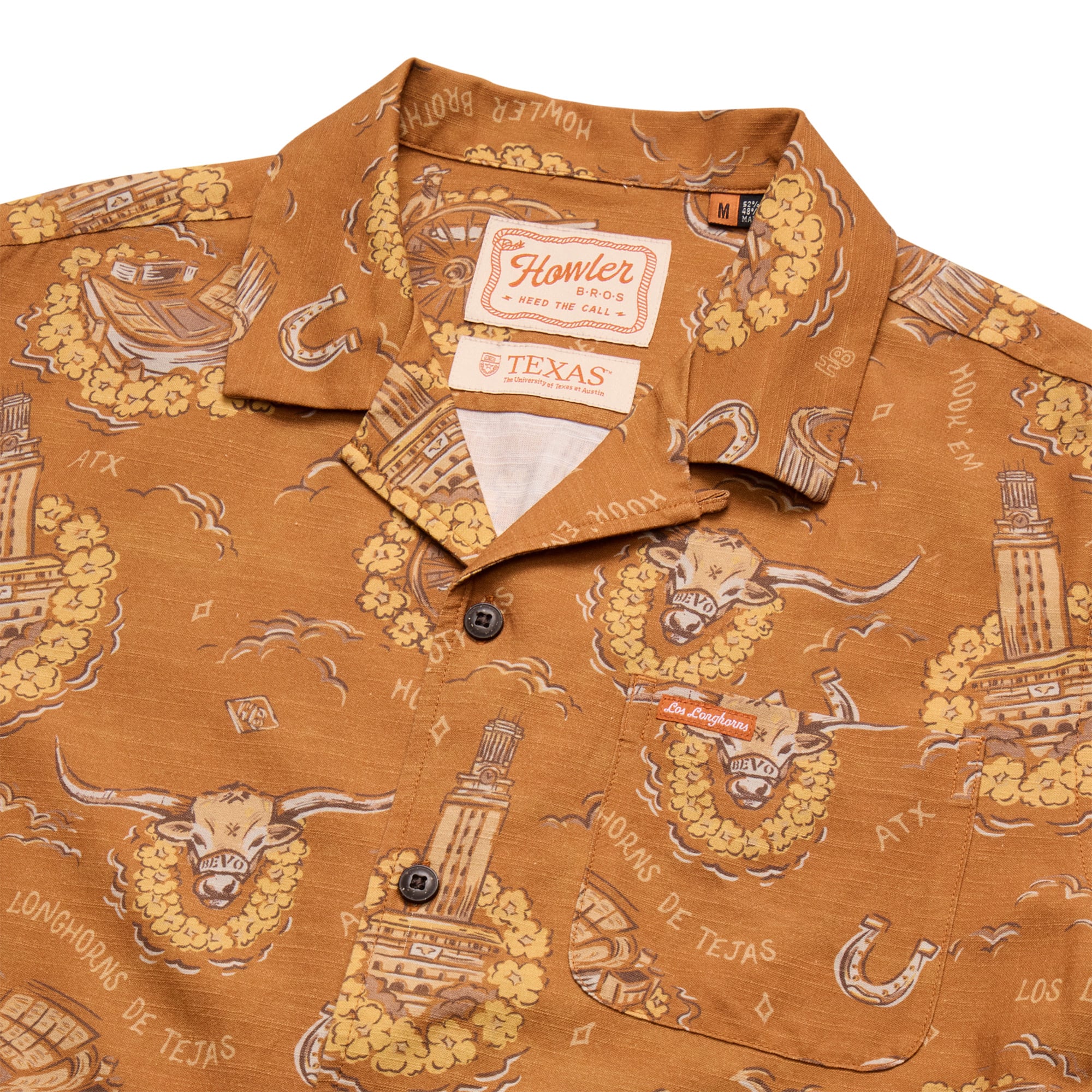 Chemise à boutons monoloha orange Texas Longhorns de Howler Brothers pour homme