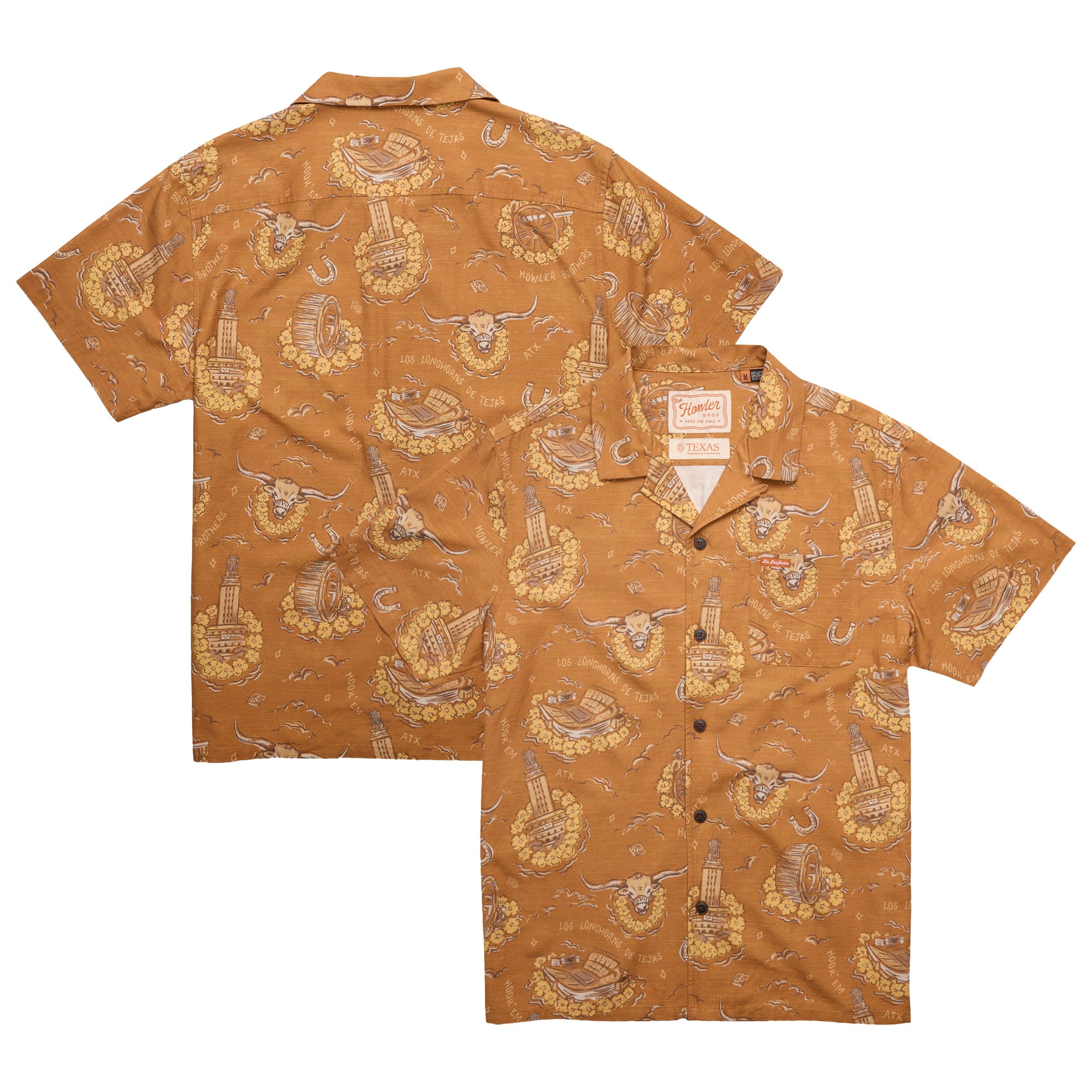 Chemise à boutons monoloha orange Texas Longhorns de Howler Brothers pour homme