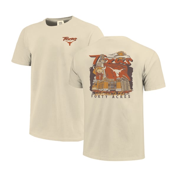 Men’s Image One Natural Texas Longhorns Comfort Colors Hand-Drawn Campus Stack T-Shirt