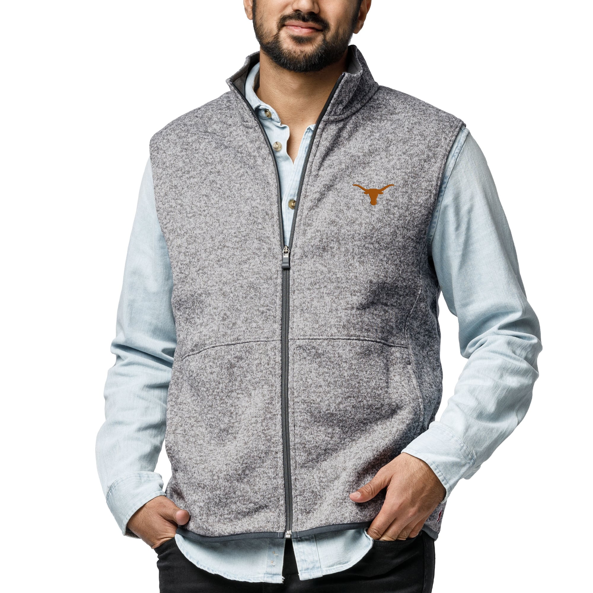 Men's League Collegiate Wear Heather Gray Texas Longhorns Saranac Full ...