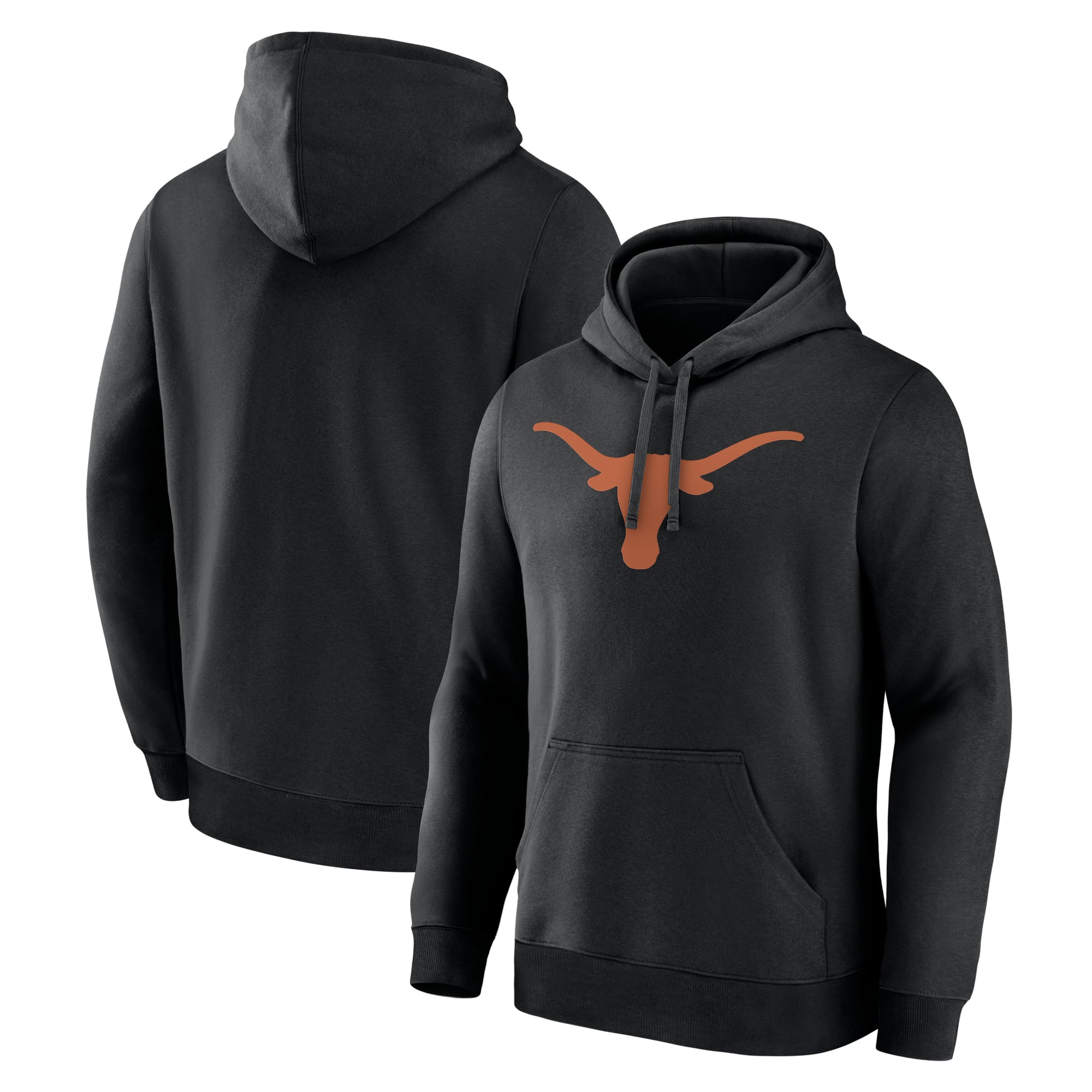 Sweat à capuche polaire noir logo Texas Longhorns pour homme