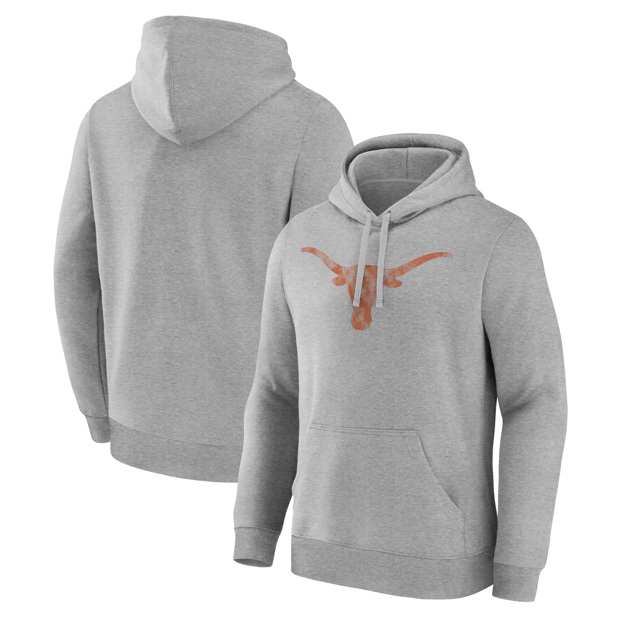 Men's Logo Athletic Heather Gray Texas Longhorns Primary Fleece Pullover Hoodie
