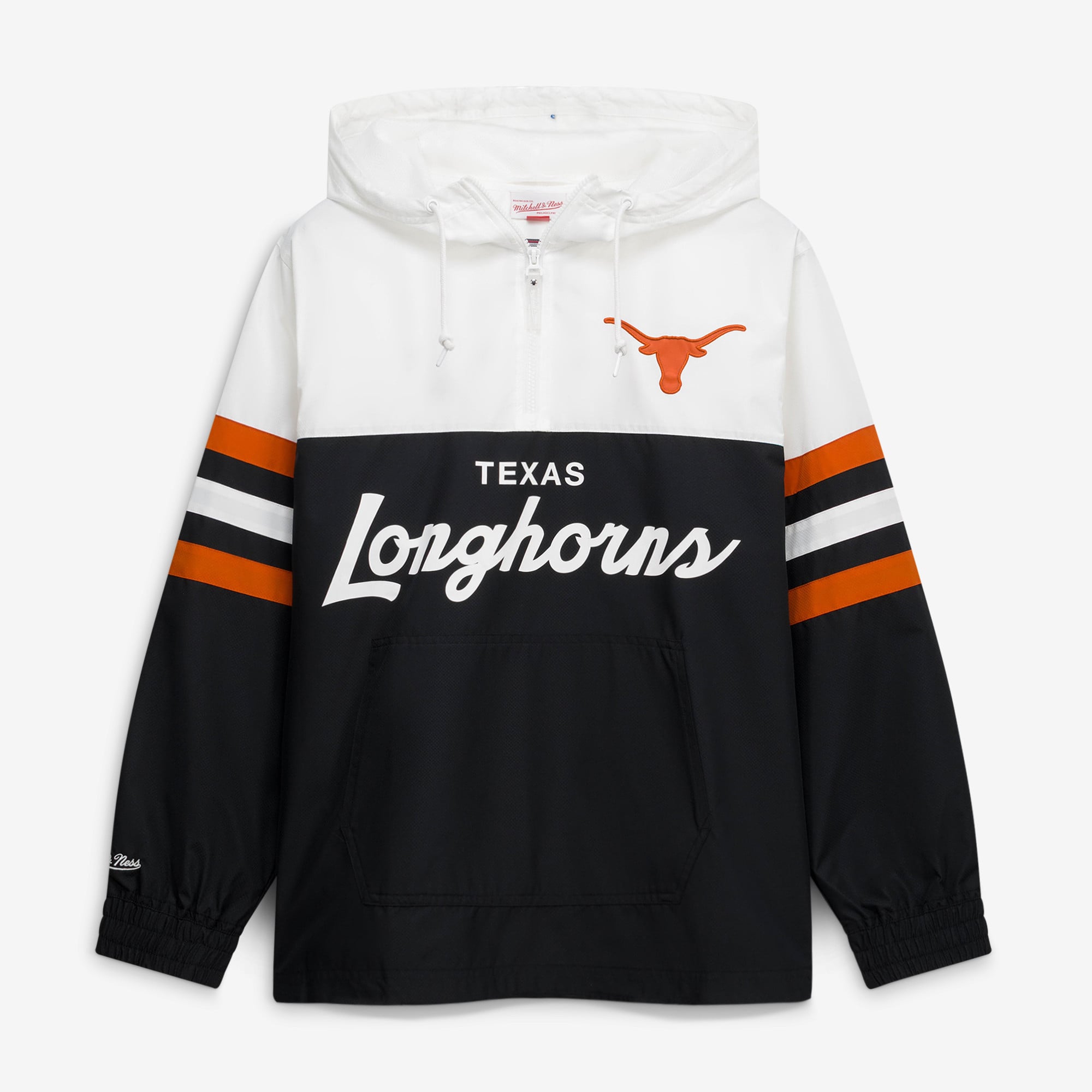 Men's Mitchell & Ness Black Texas Longhorns Head Coach Lightweight Anorak Half-Zip Windbreaker