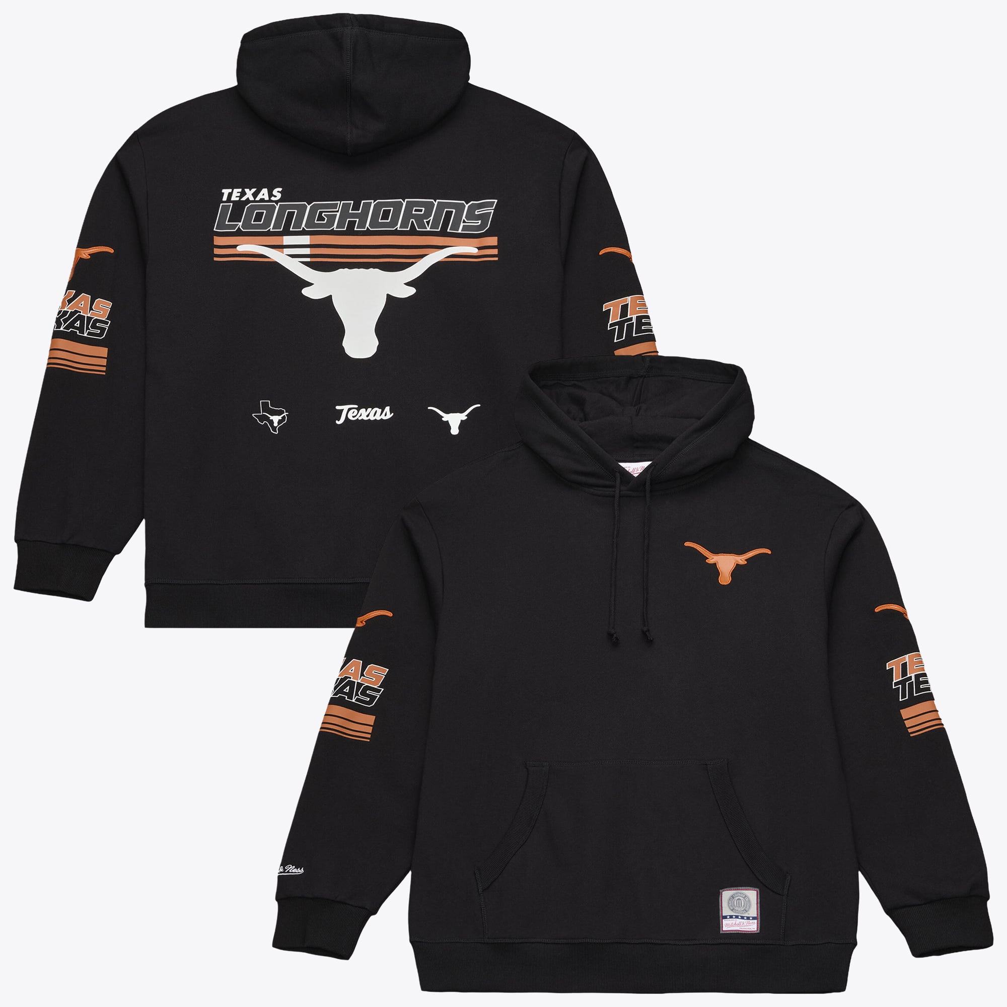 Sweat à capuche en polaire Mitchell & Ness noir carreaux Texas Longhorns pour homme