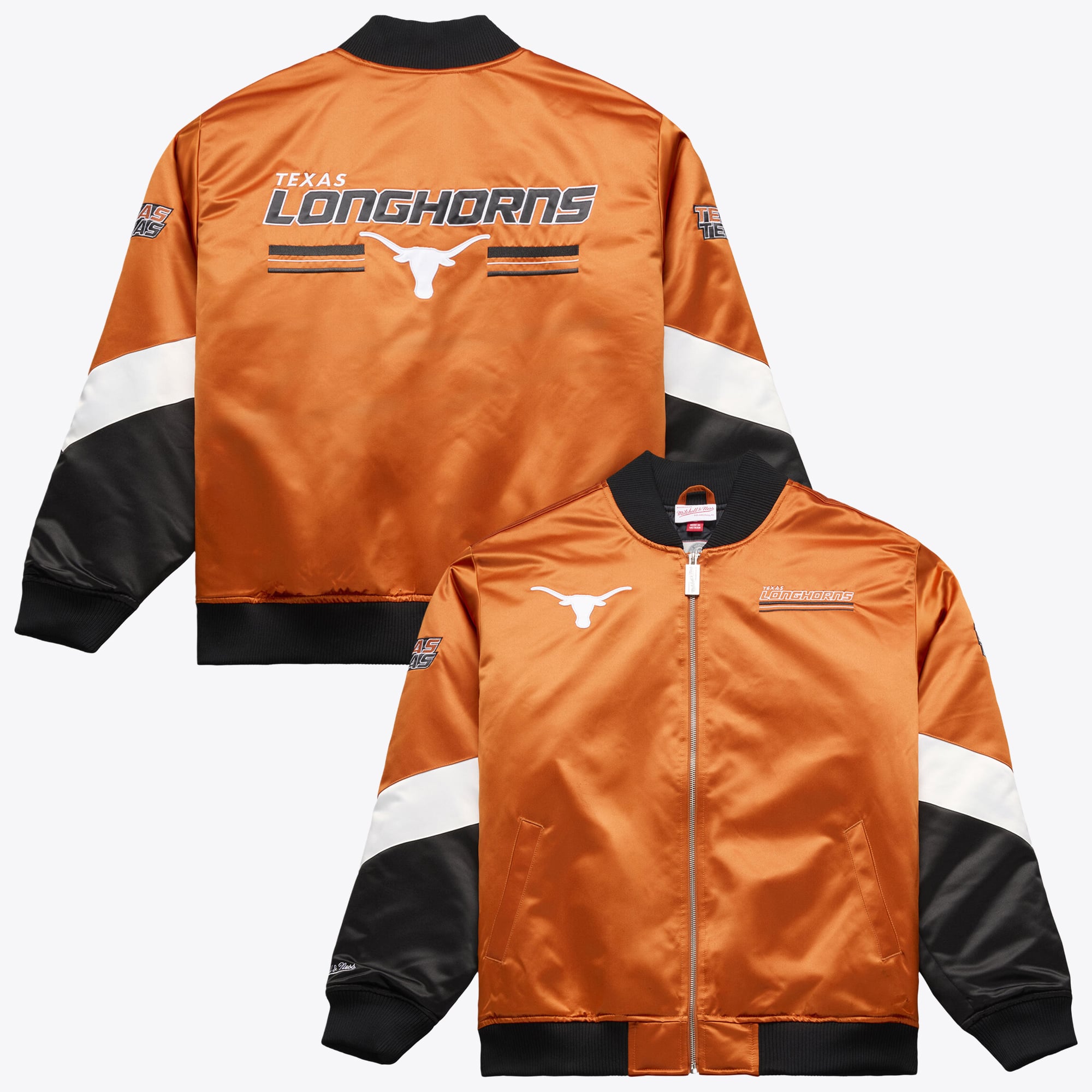 Men's Mitchell & Ness  Texas Orange Longhorns Triple Check Heavyweight Satin Jacket