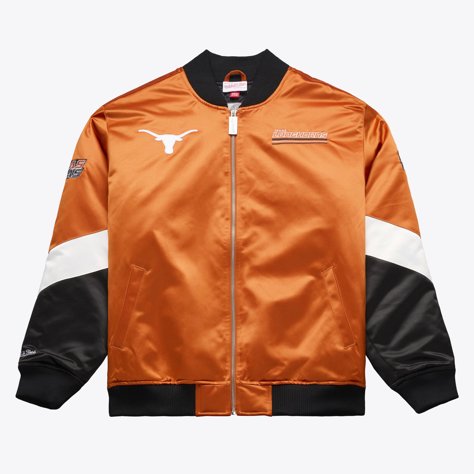 Men's Mitchell & Ness  Texas Orange Longhorns Triple Check Heavyweight Satin Jacket