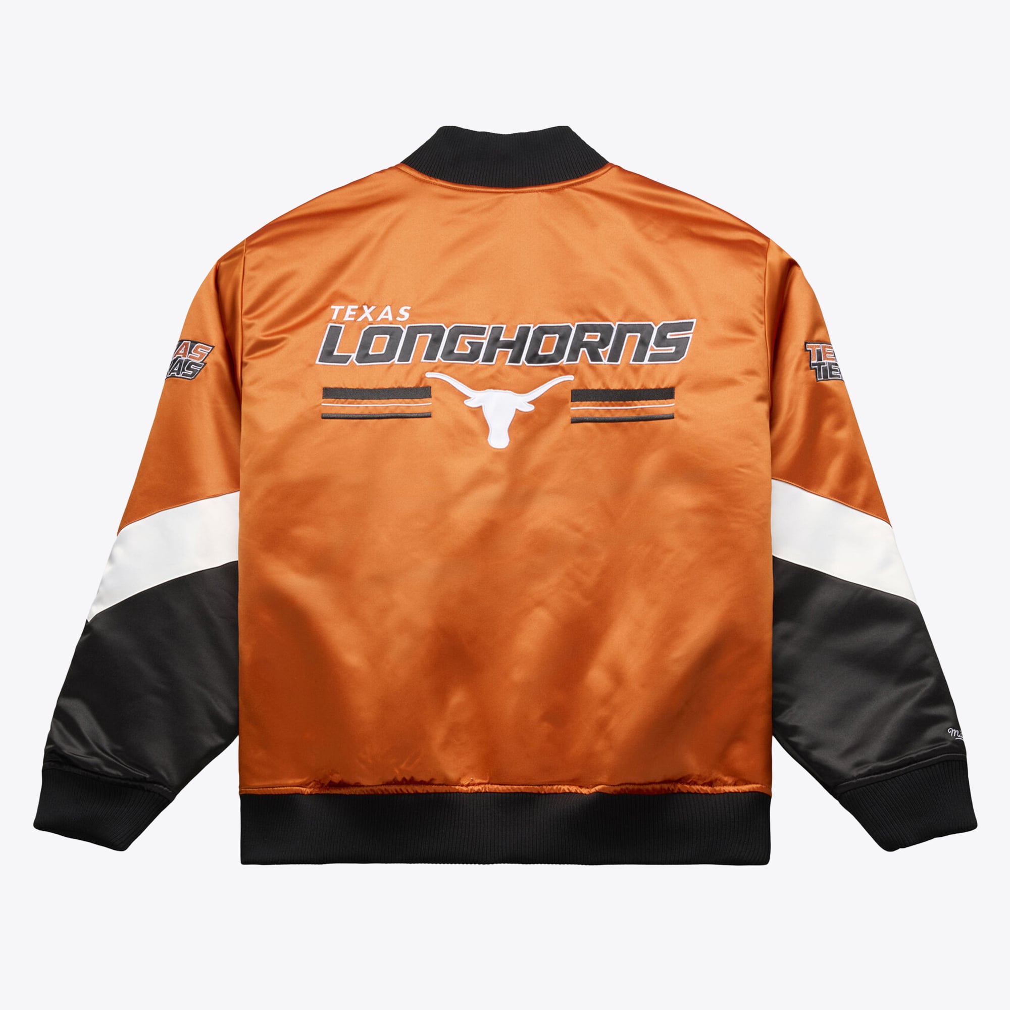 Men's Mitchell & Ness  Texas Orange Longhorns Triple Check Heavyweight Satin Jacket