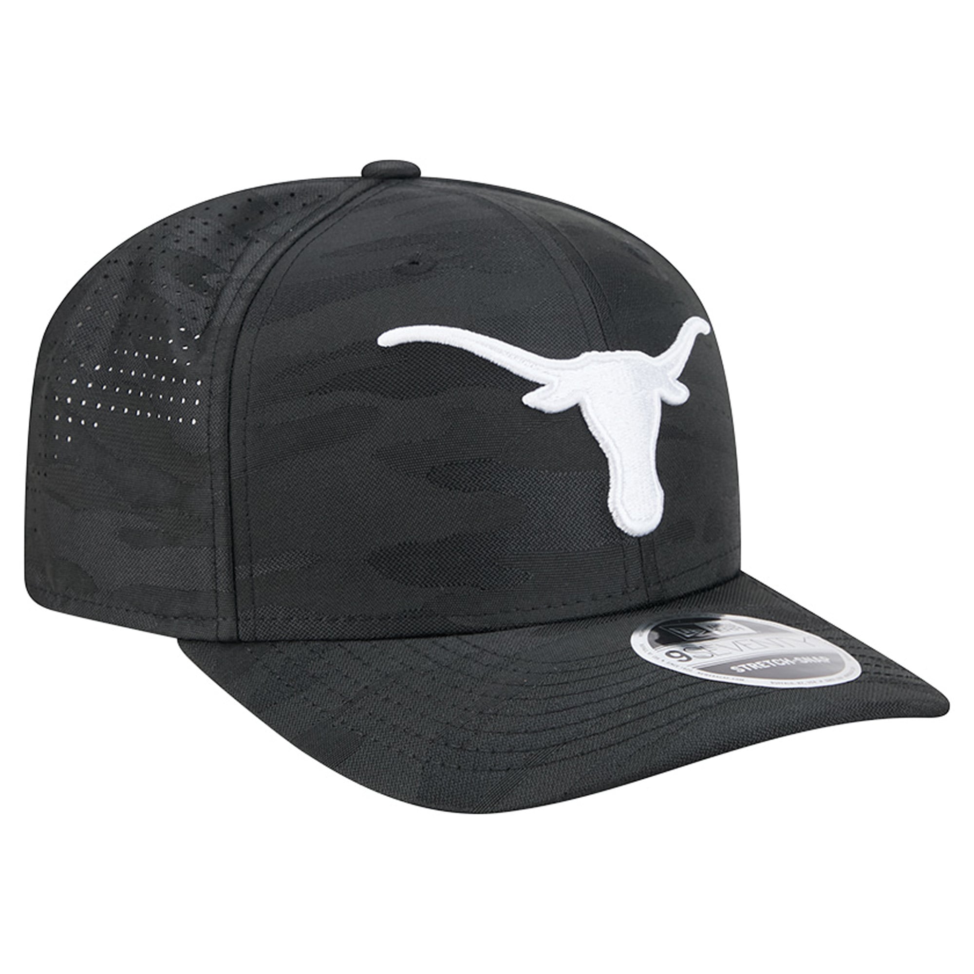 Men's New Era Black Texas Longhorns Perforated Camo 9SEVENTY Adjustable Hat