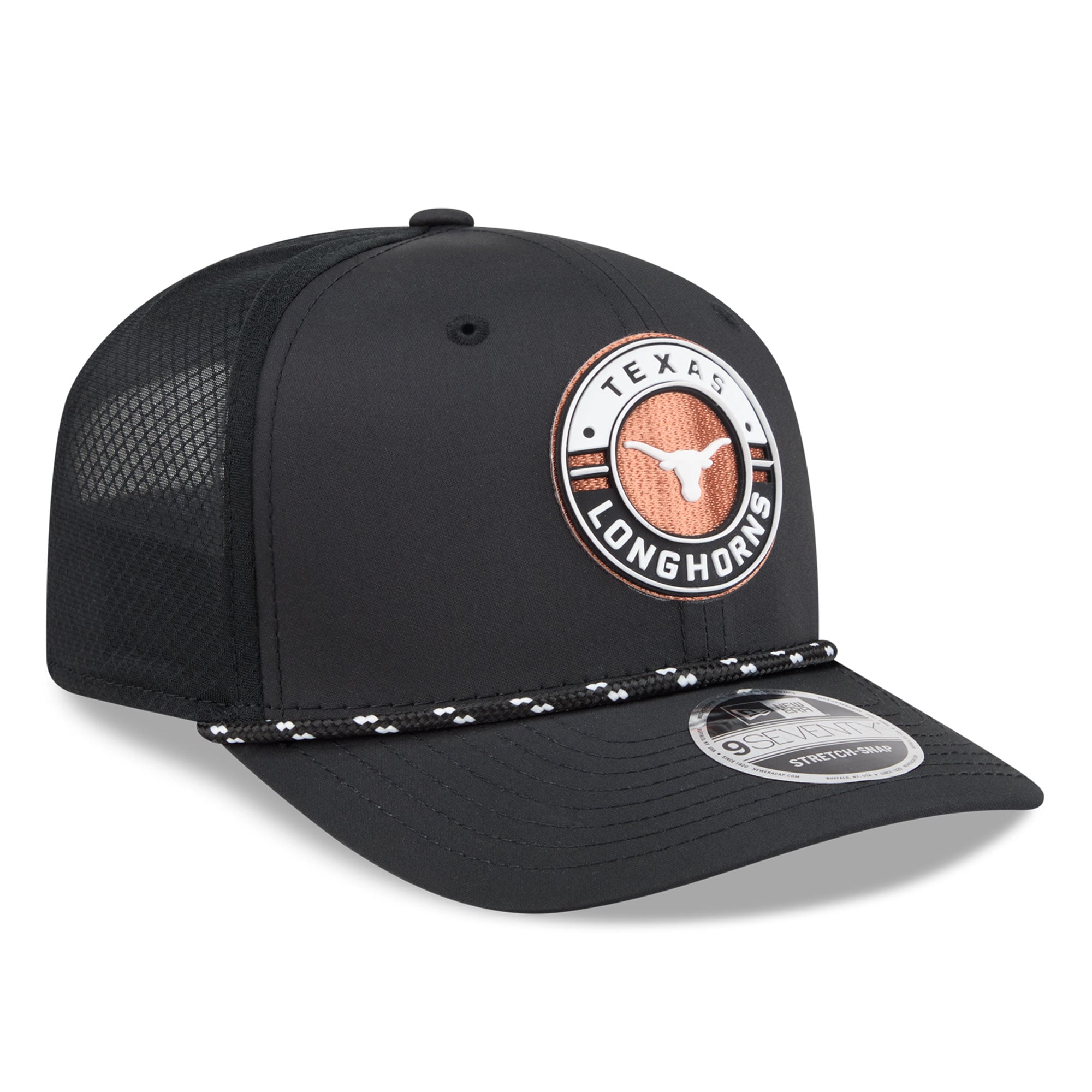 Men's New Era  Black Texas Longhorns Rope 9SEVENTY Adjustable Hat