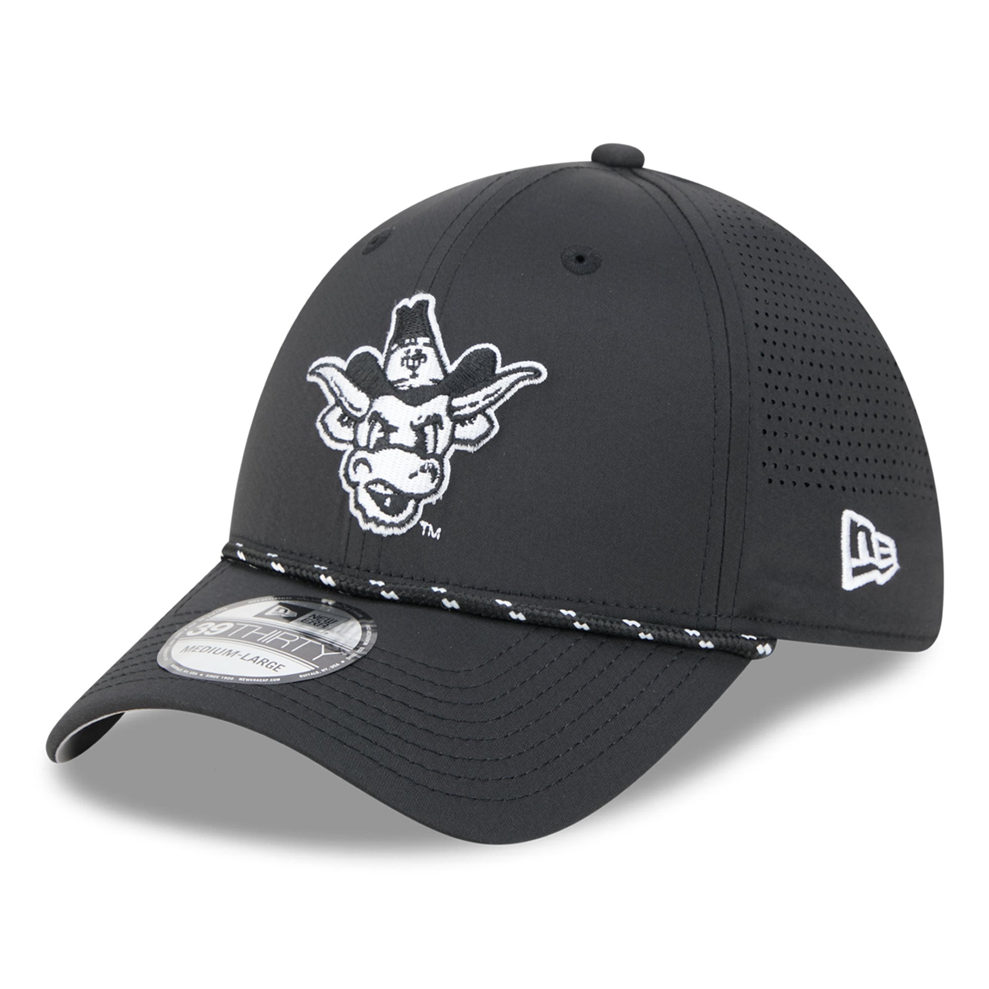 Casquette extensible New Era Texas Longhorns Vault Inline Performance Rope 39THIRTY noire pour homme