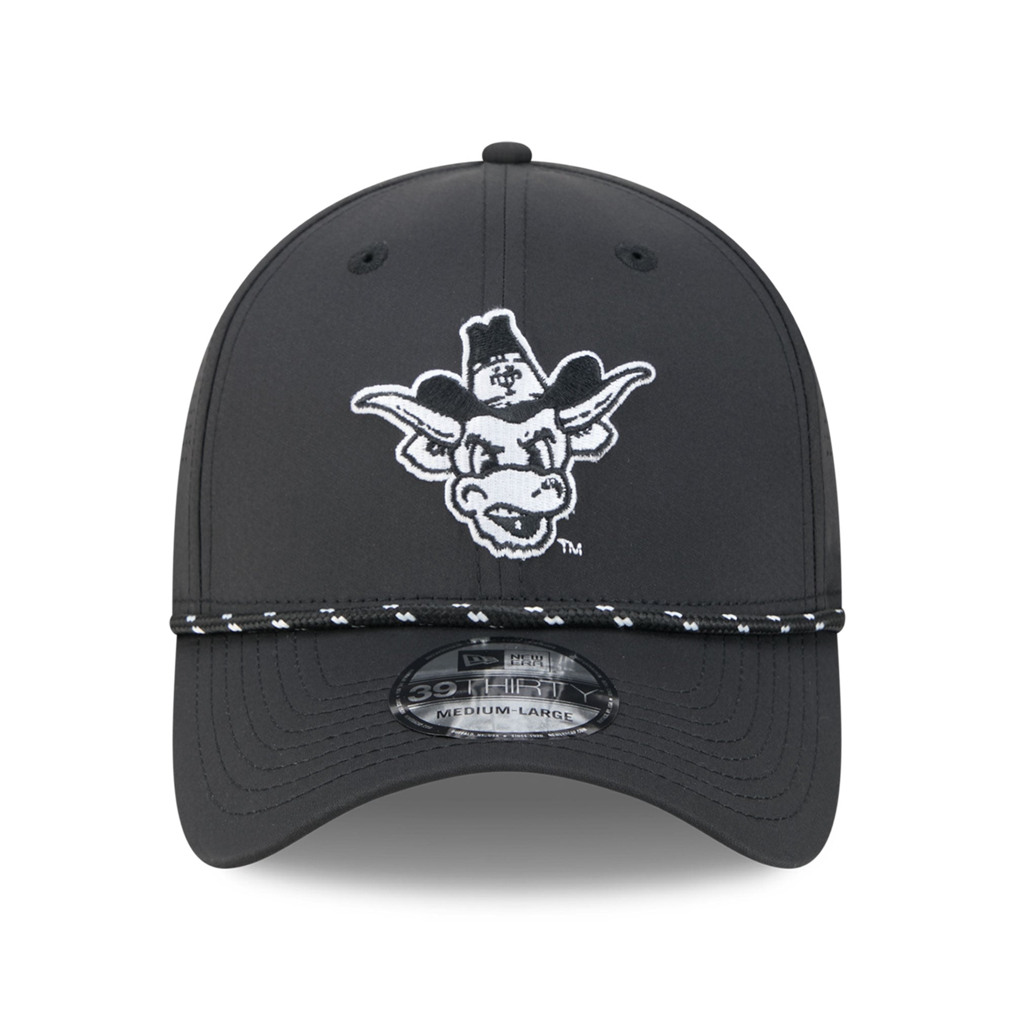 Casquette extensible New Era Texas Longhorns Vault Inline Performance Rope 39THIRTY noire pour homme