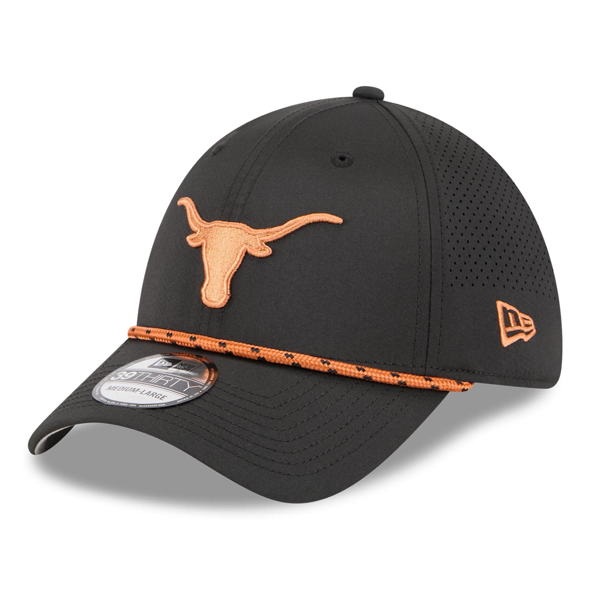 Casquette extensible New Era 39THIRTY Performance Rope couleur anthracite Texas Longhorns pour homme