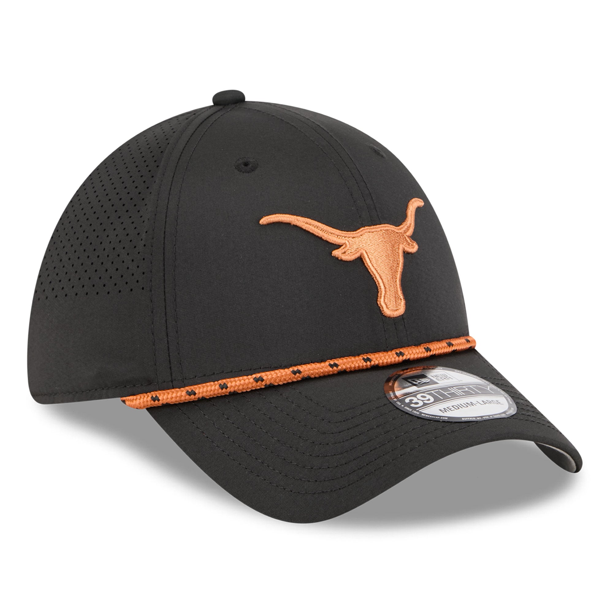 Casquette extensible New Era 39THIRTY Performance Rope couleur anthracite Texas Longhorns pour homme