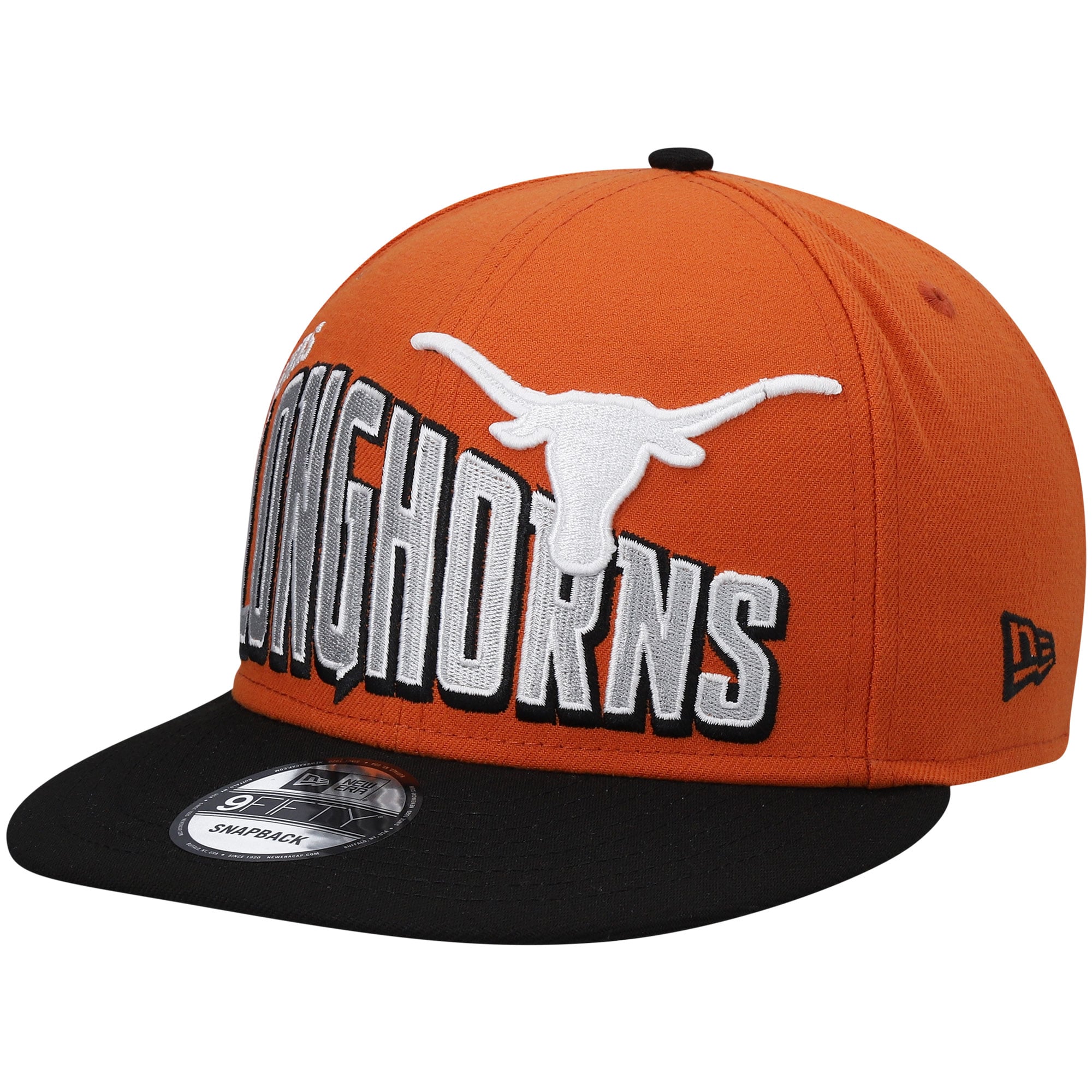 Texas Snapback Men's New Era Texas Orange Texas Longhorns Two-Tone Vintage Wave 9FIFTY ...