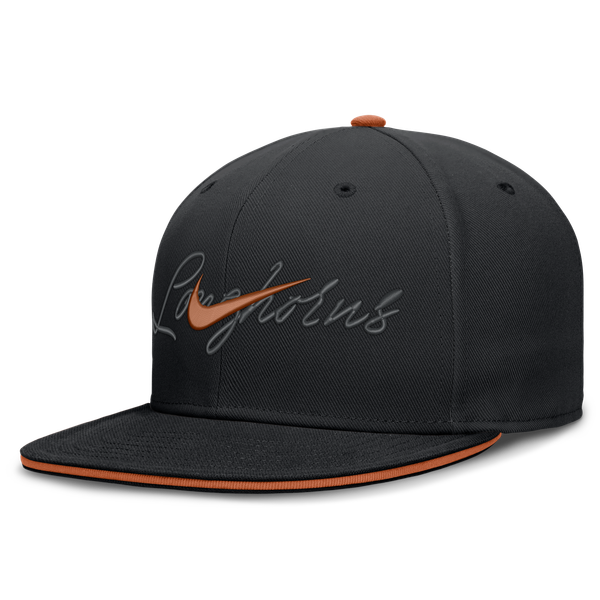 Men’s Nike Black Texas Longhorns Dri-FIT Primetime Script Fitted Hat