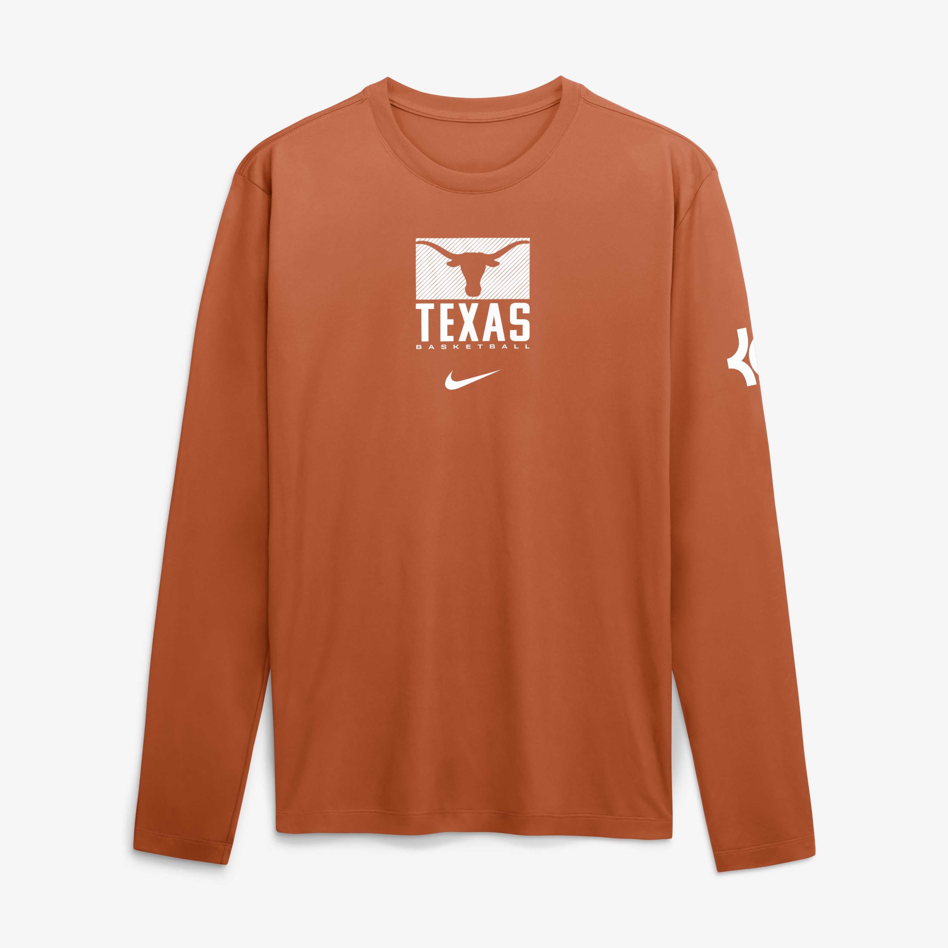 T-shirt à manches longues Nike Kevin Durant Texas Orange Longhorns Courtside Legend Dri-FIT pour homme
