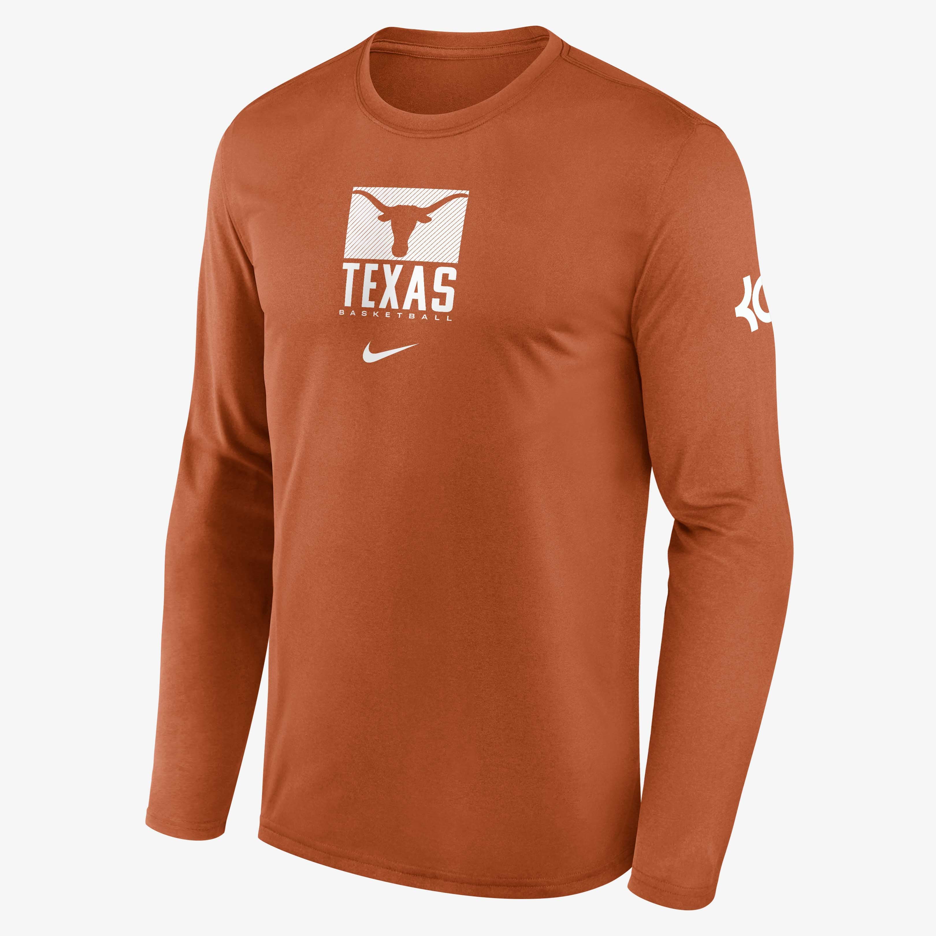 T-shirt à manches longues Nike Kevin Durant Texas Orange Longhorns Courtside Legend Dri-FIT pour homme