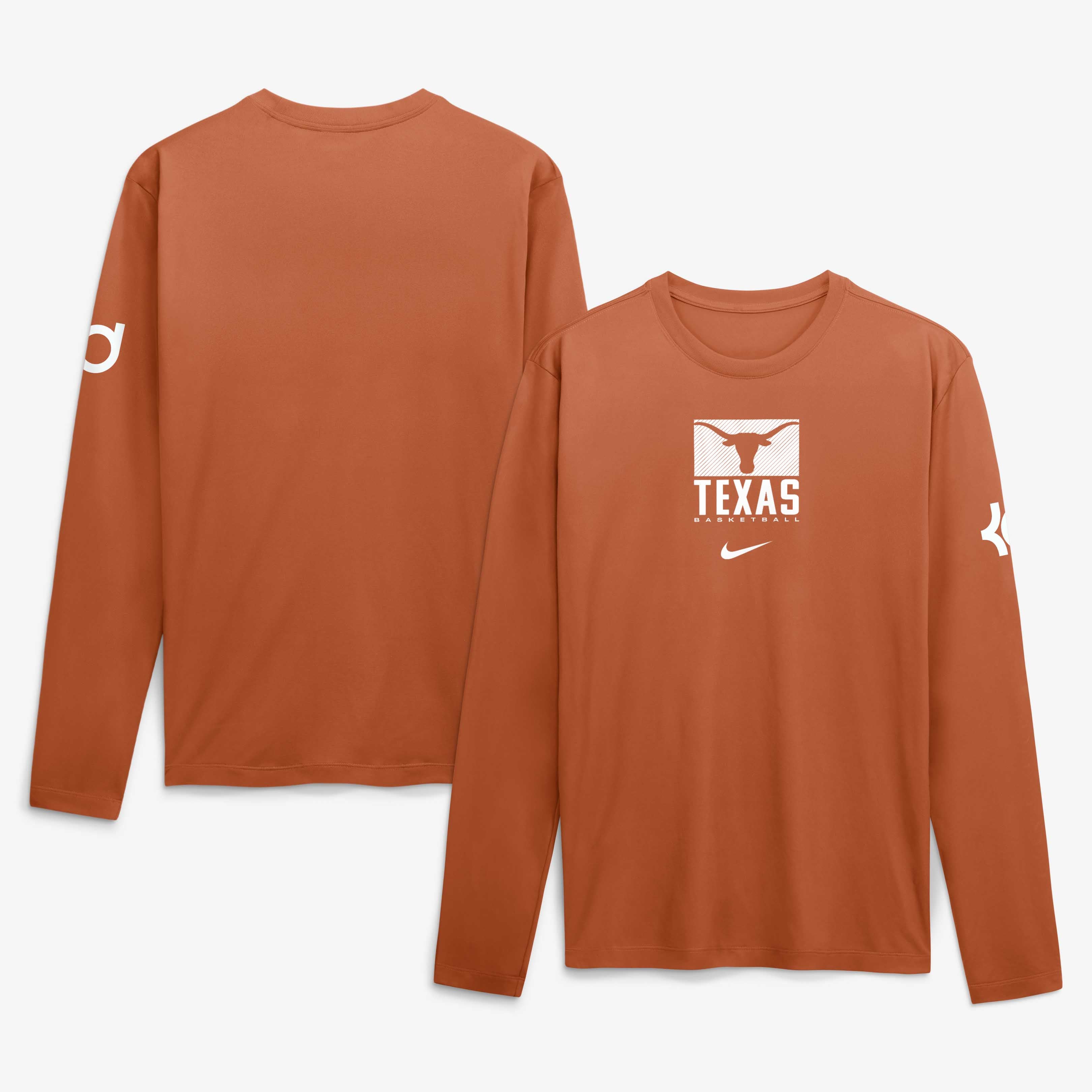 T-shirt à manches longues Nike Kevin Durant Texas Orange Longhorns Courtside Legend Dri-FIT pour homme