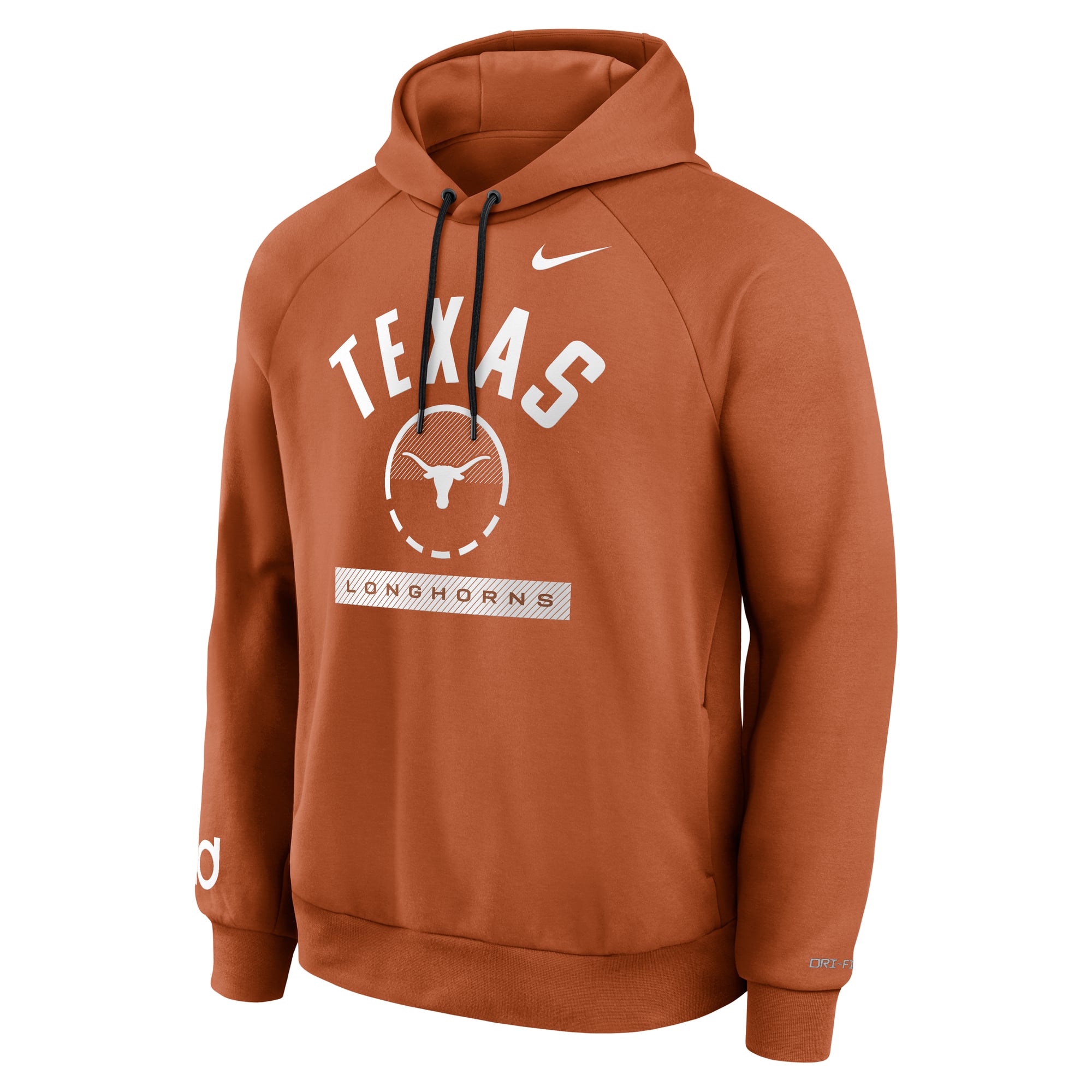 Men's Nike Kevin Durant Texas Orange Longhorns Courtside Practice Dri-FIT Raglan Fleece Hoodie