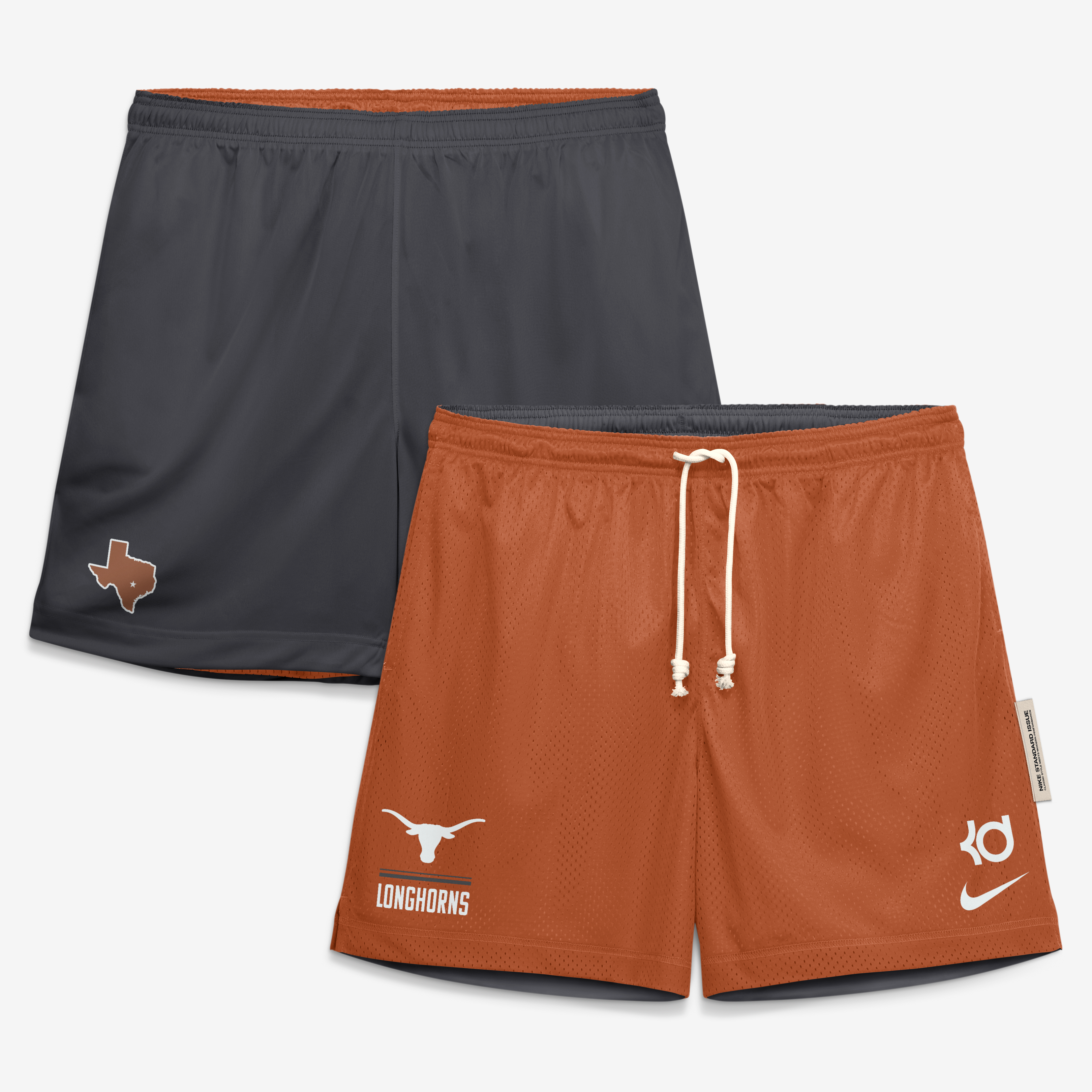 Men's Nike Kevin Durant Texas Orange/Gray Longhorns Courtside Reversible Dri-FIT Shorts