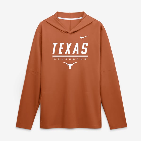 Men’s Nike Texas Orange Texas Longhorns 2026 Sideline Lightweight Long Sleeve Hooded Dri-FIT Top