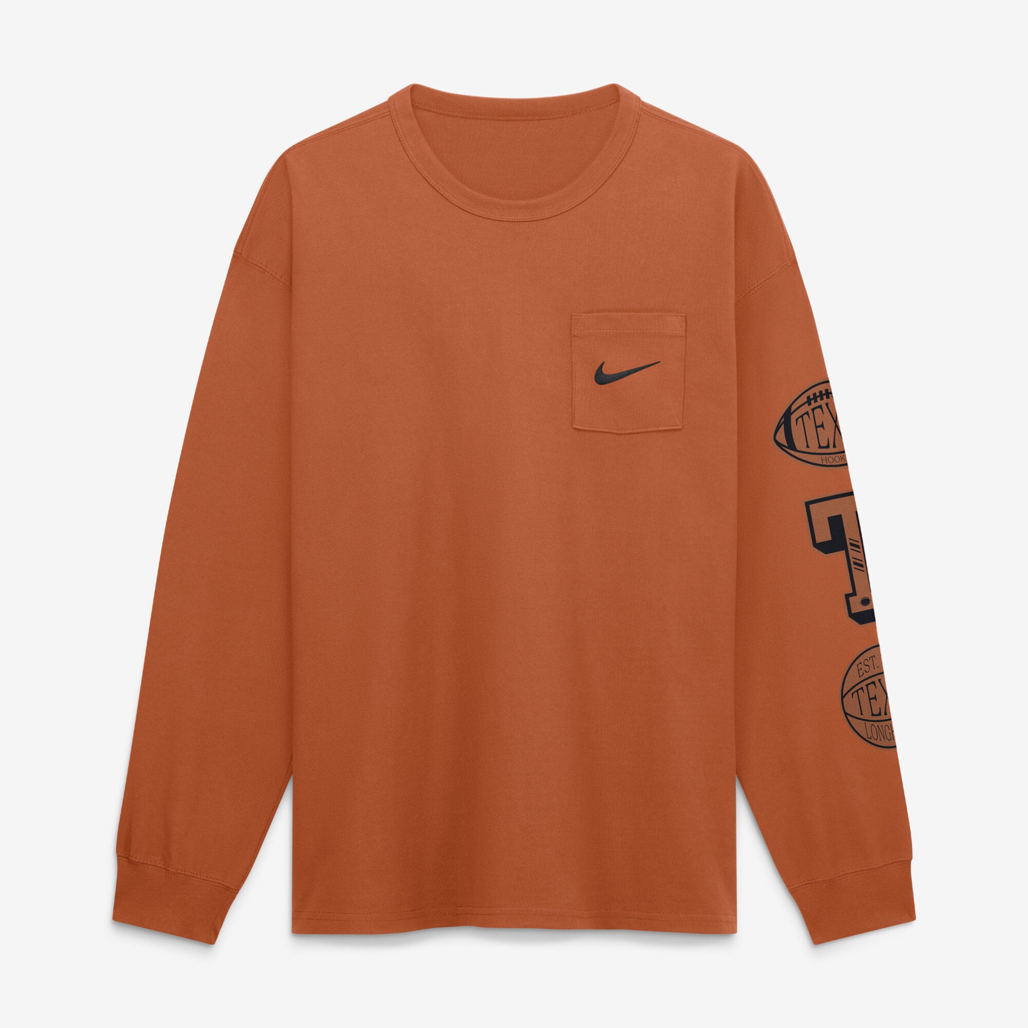 T-shirt à manches longues Nike Texas Orange Longhorns Academic pour homme avec poche