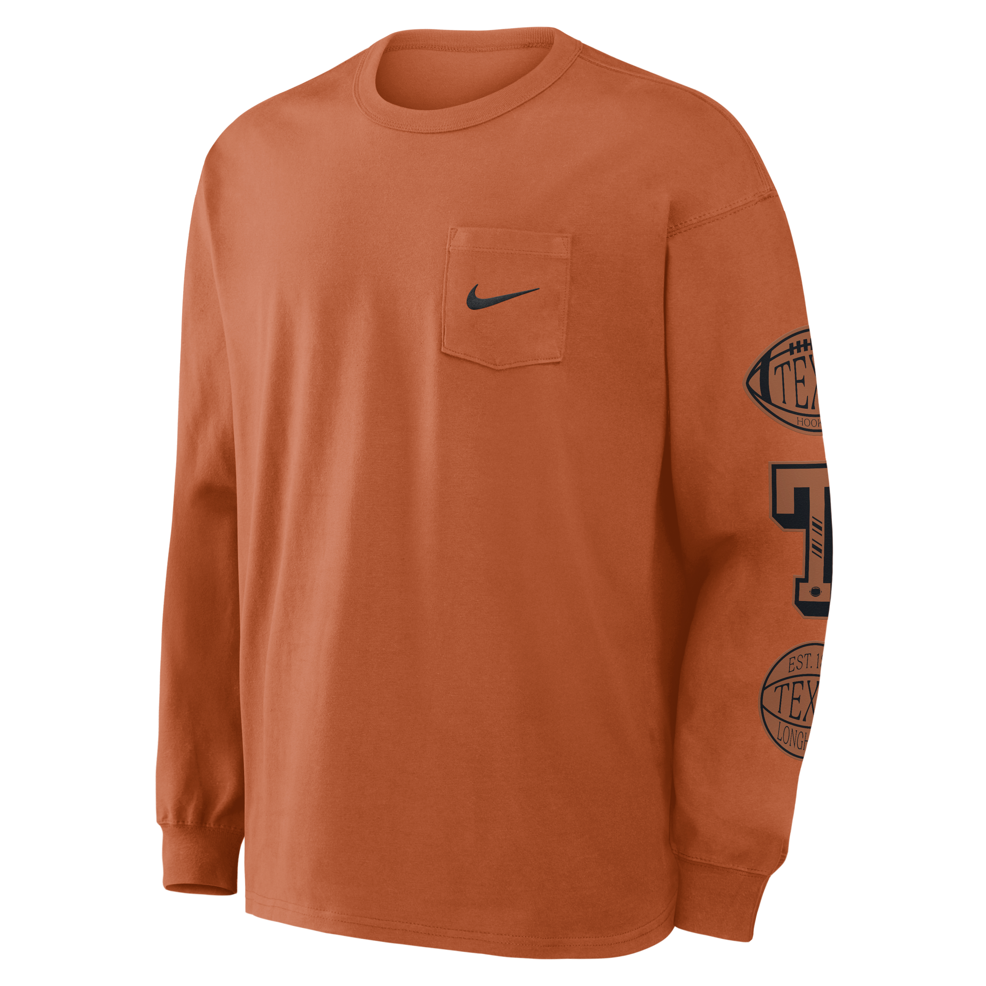 T-shirt à manches longues Nike Texas Orange Longhorns Academic pour homme avec poche