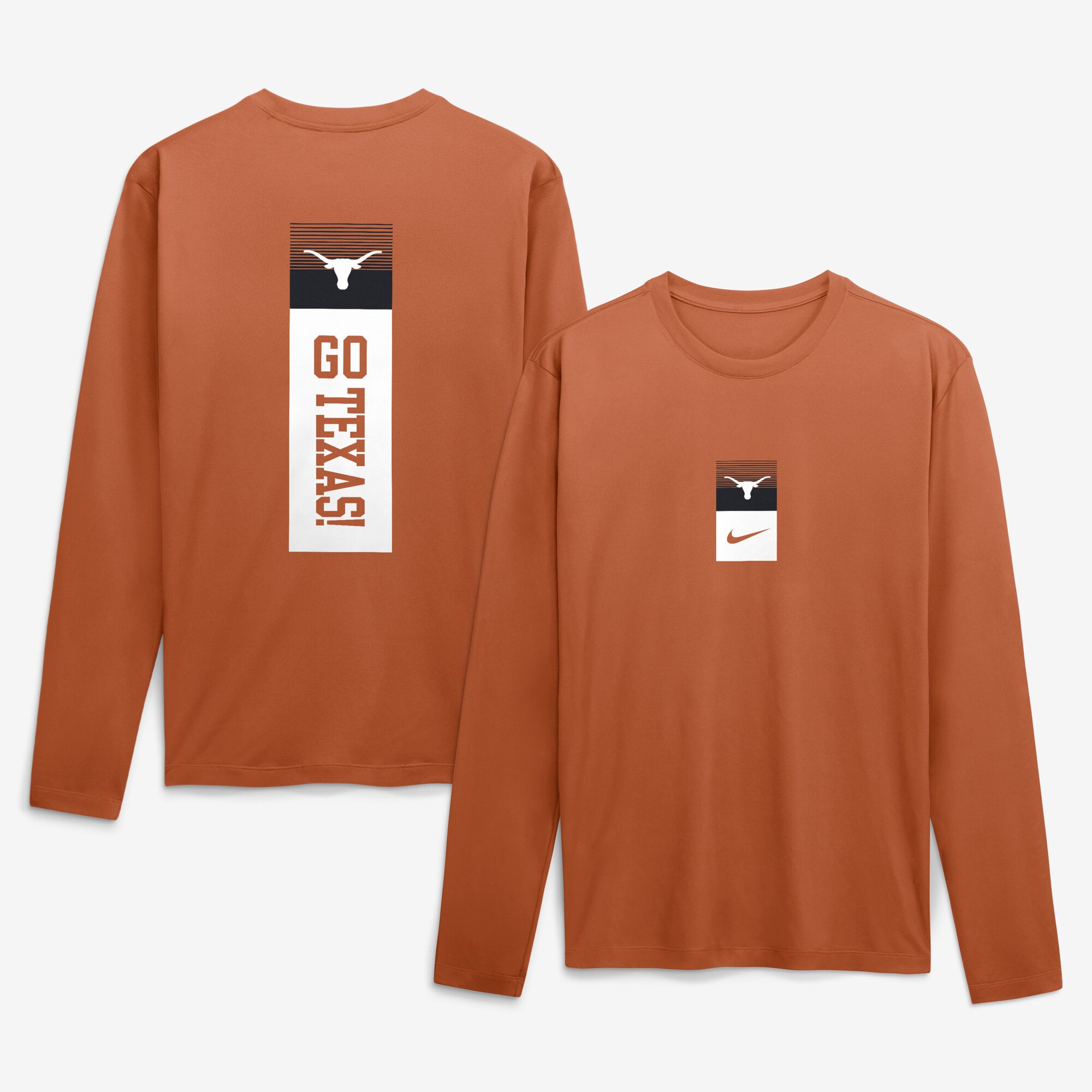 T-shirt à manches longues Nike Texas Orange Longhorns Double Stack Legend Dri-FIT pour homme