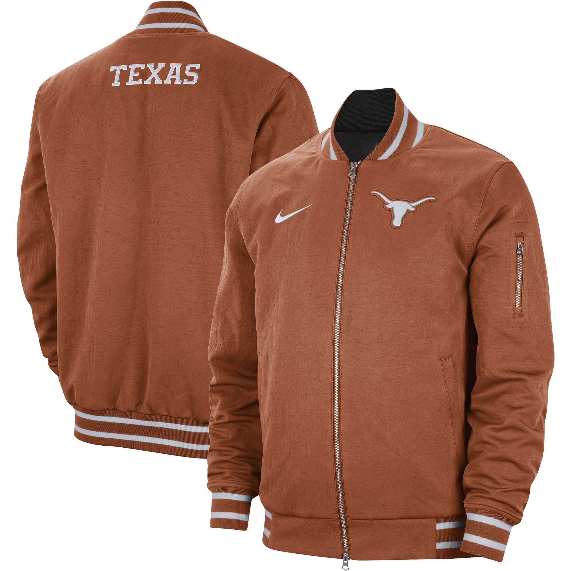 Veste bomber zippée Nike Texas Orange Longhorns pour homme