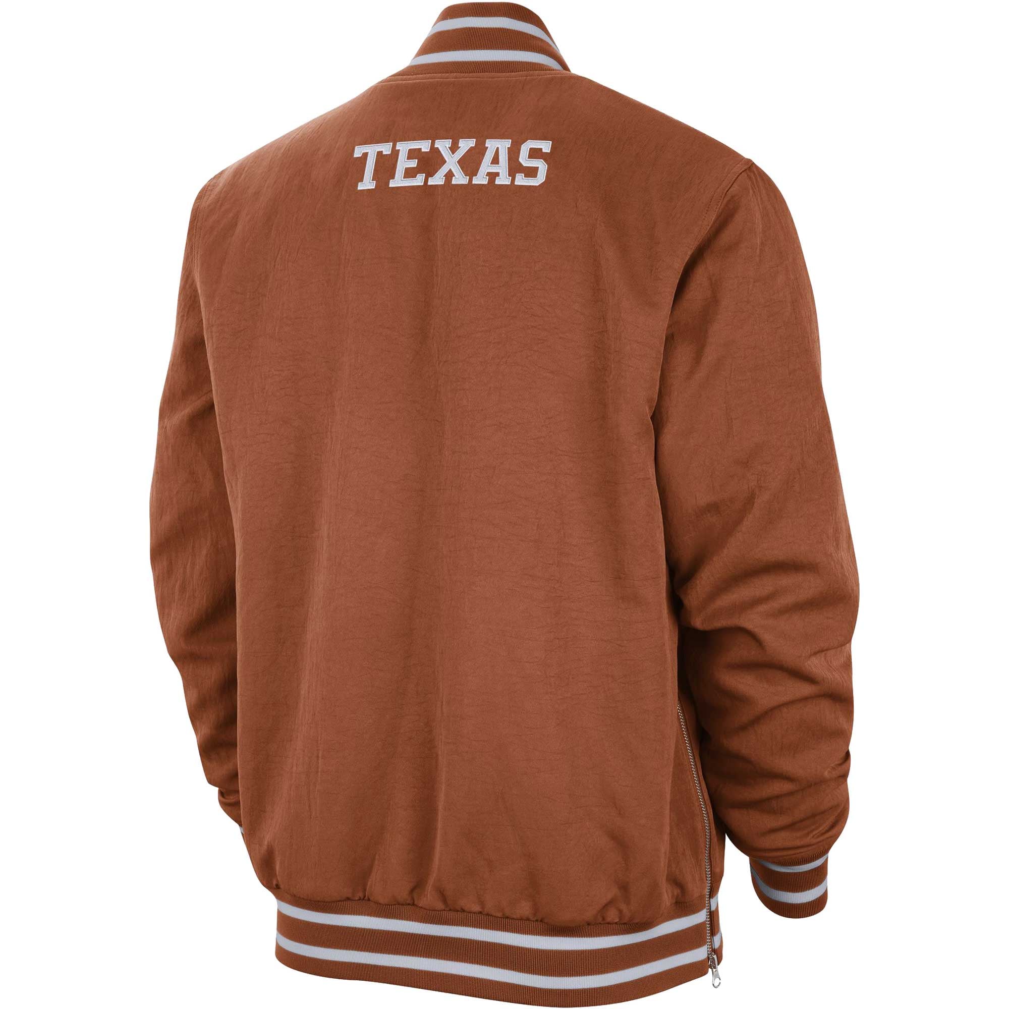 Veste bomber zippée Nike Texas Orange Longhorns pour homme