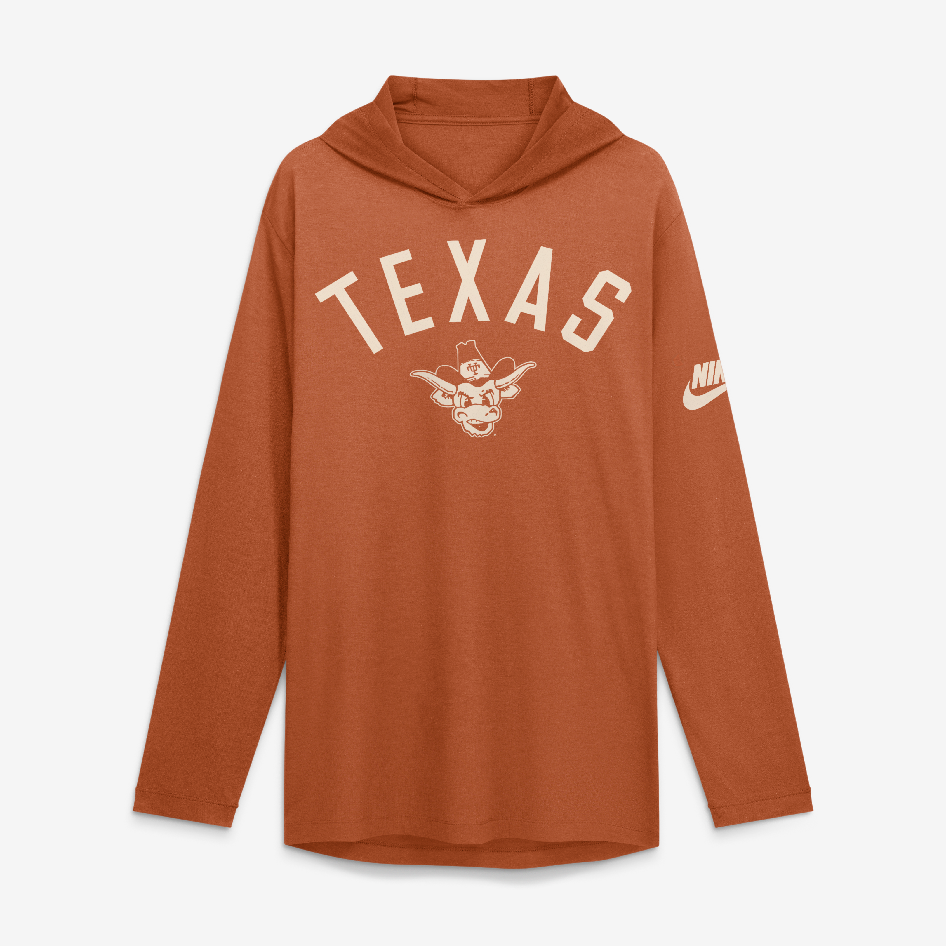 Men's Nike  Texas Orange Longhorns Legacy Arch Tri-Blend Long Sleeve Hooded T-Shirt