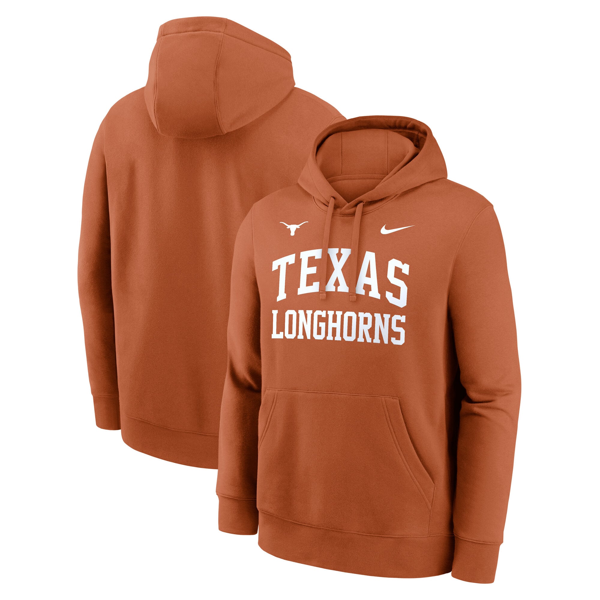 Men's Nike Texas Orange Longhorns Primetime Arched Club Fleece Pullover Hoodie