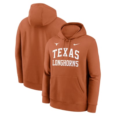  Texas Longhorns Nike Primetime Arched Club Fleece Pullover Hoodie - Texas Orange
